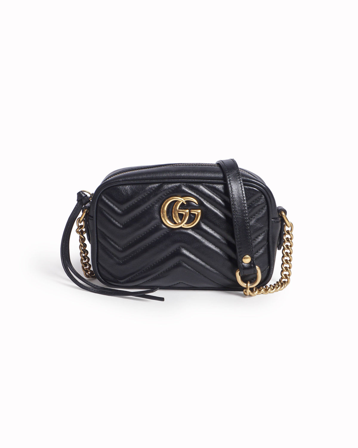 Gucci GG Marmont Black Matelassé Leather Camera Bag