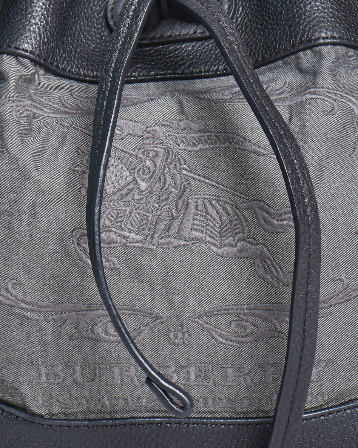 Burberry 1856 black leather and canvas drawstring bucket bag