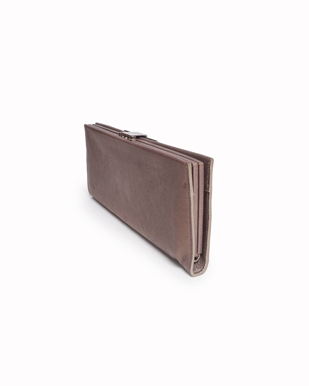 Salvatore Ferragamo Metallic Bronze Gancini Clutch