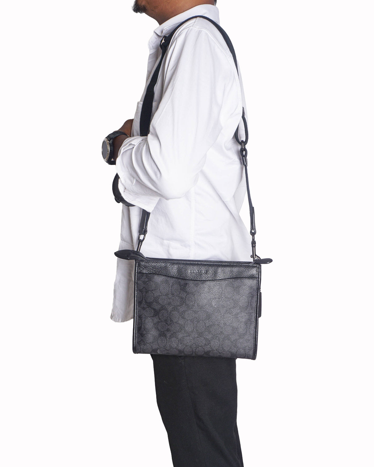 Coach Signature Flat Crossbody Bag with Coin Pouch