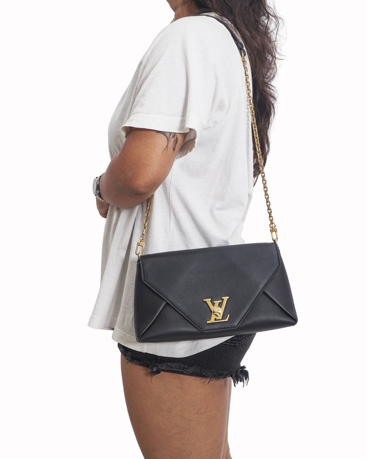 Louis Vuitton Black Smooth Leather Love Note Envelope Bag