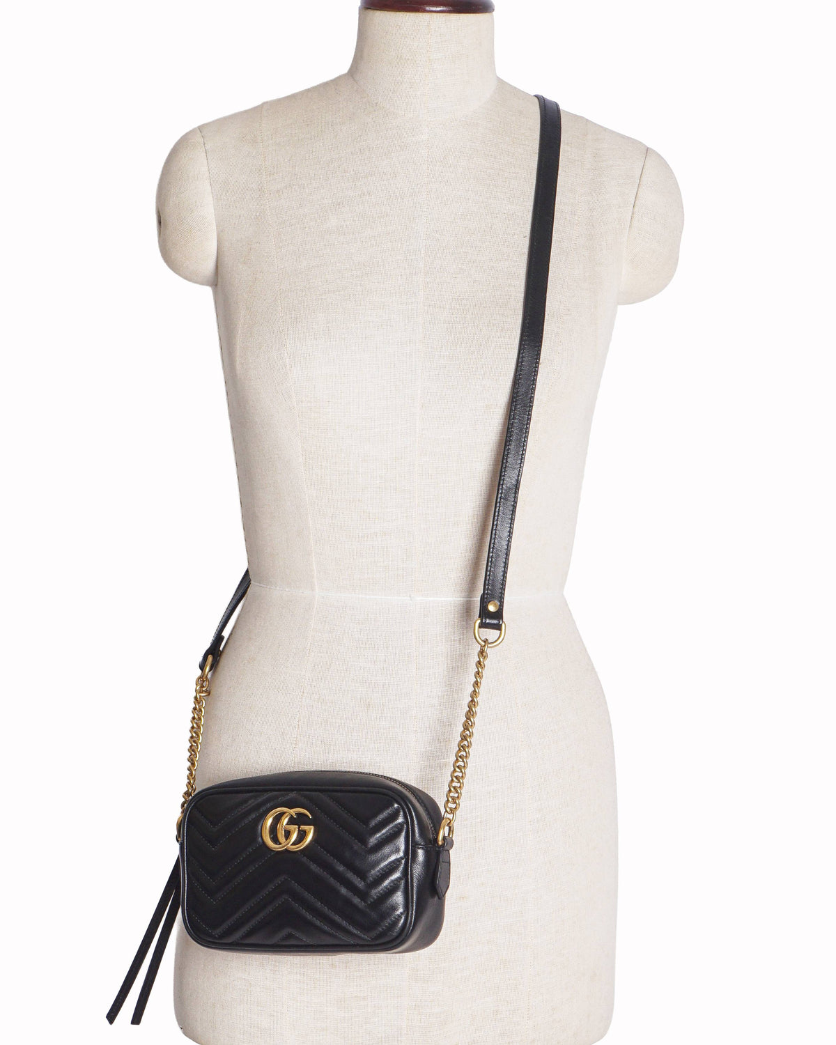 Gucci GG Marmont Black Matelassé Leather Camera Bag