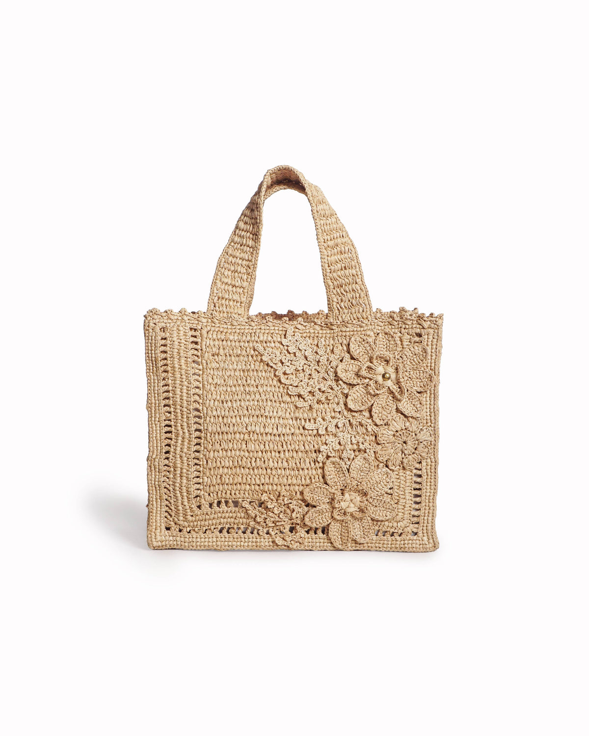 Zimmermann Floral Appliqué Natural Raffia Tote