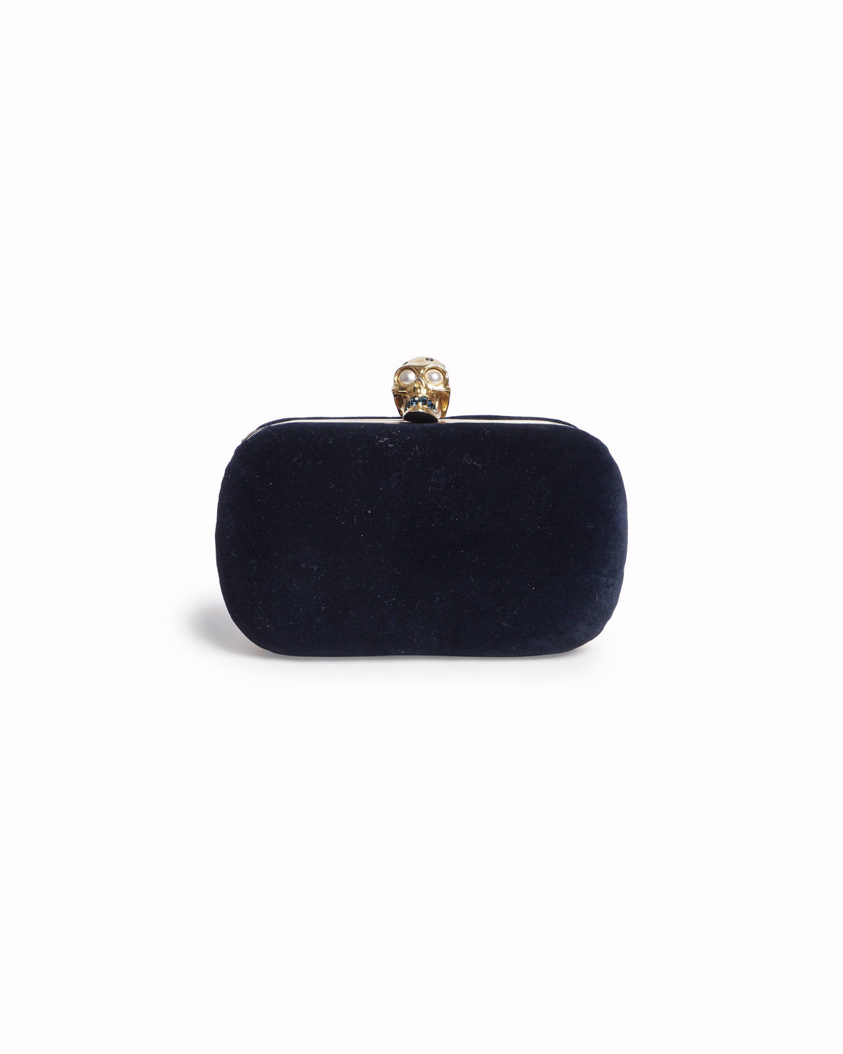 Alexander McQueen Blue Velvet Skull Clutch