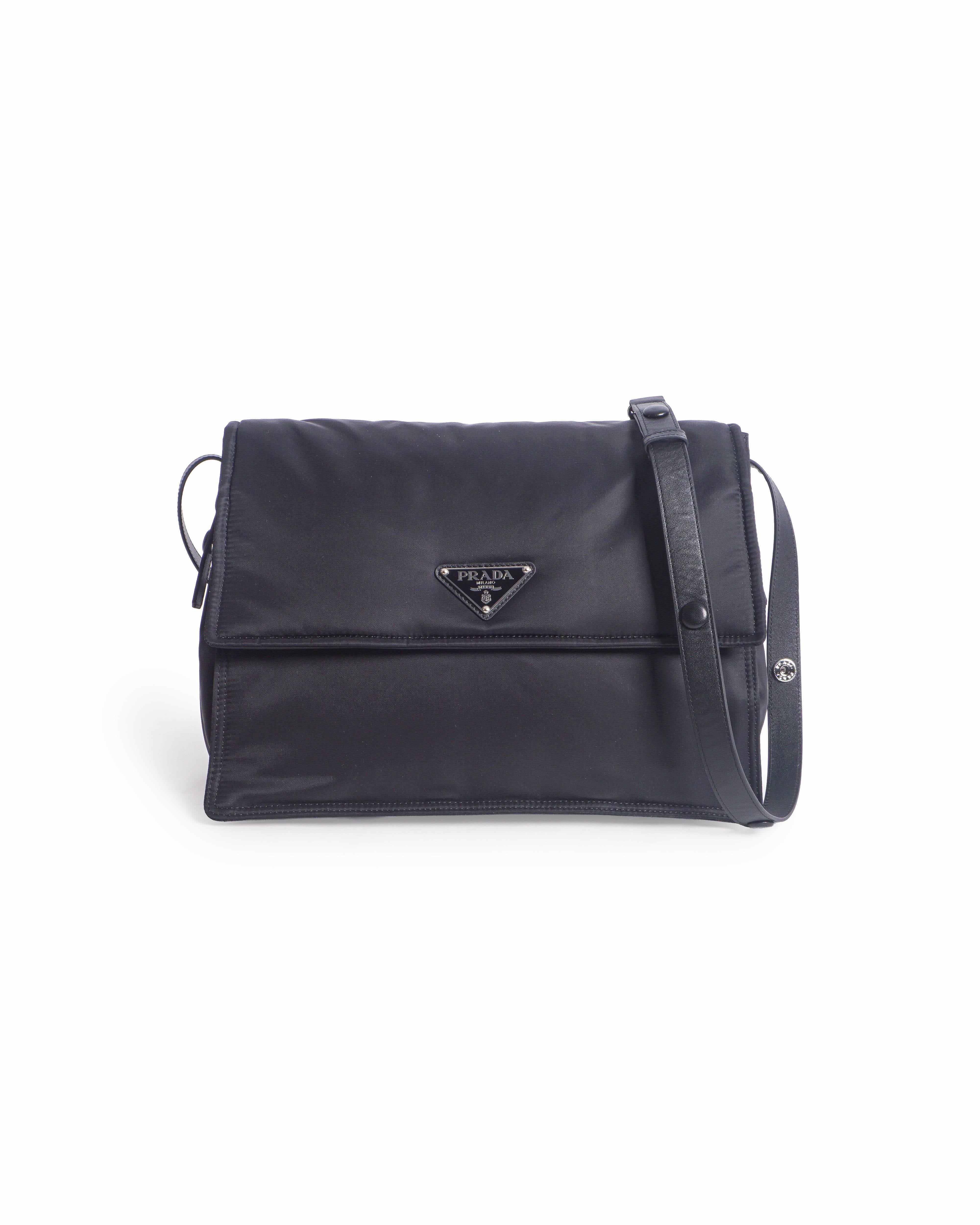 Prada Black Re-Nylon Flap Crossbody Bag
