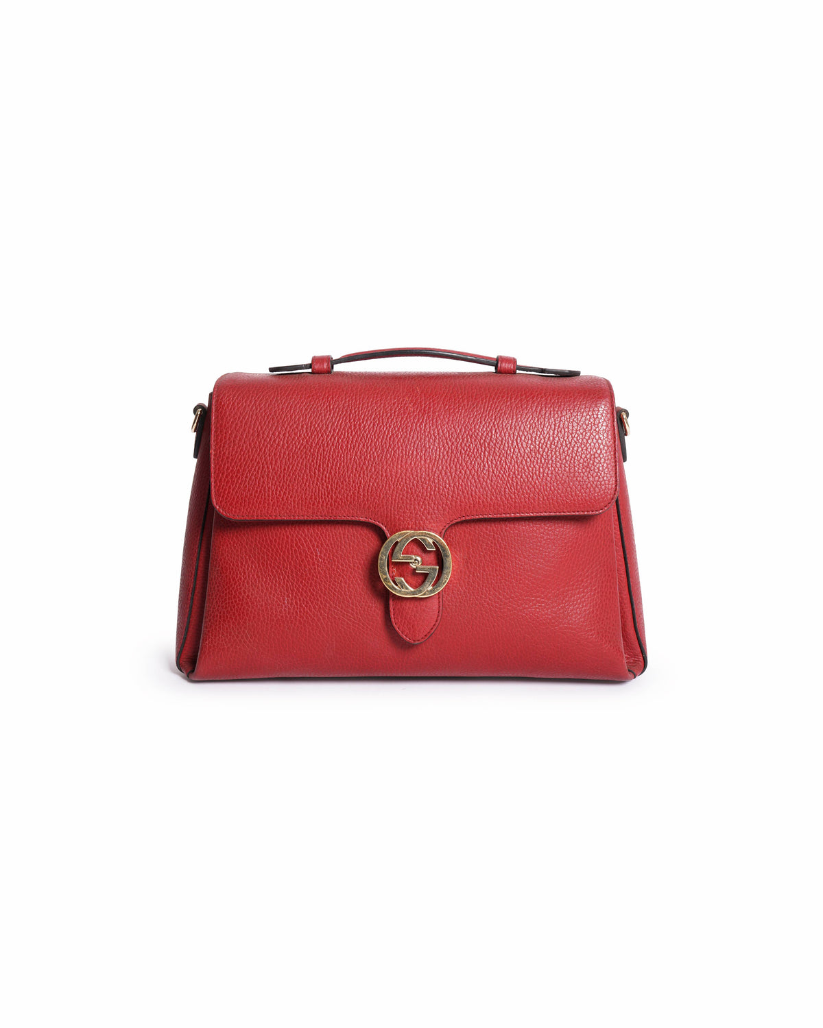 Gucci 
Red Leather Dollar Interlocking G Top Handle Bag