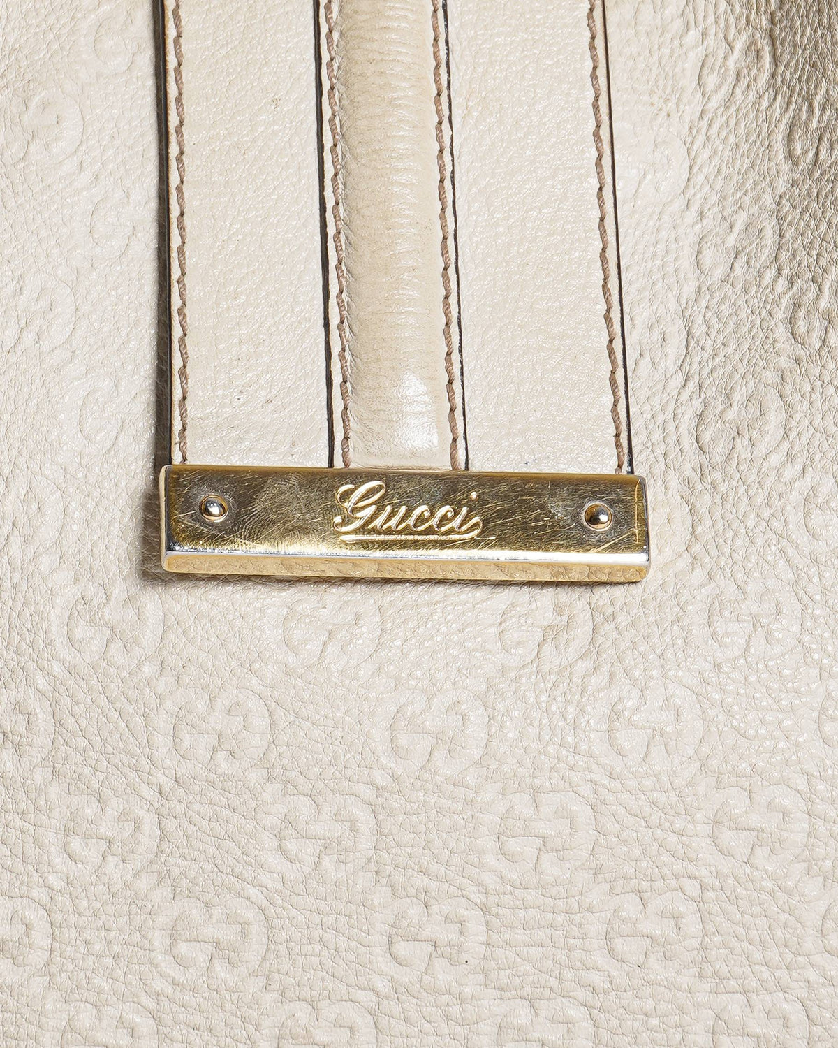 Gucci Ivory Guccissima Leather Web Hobo Bag