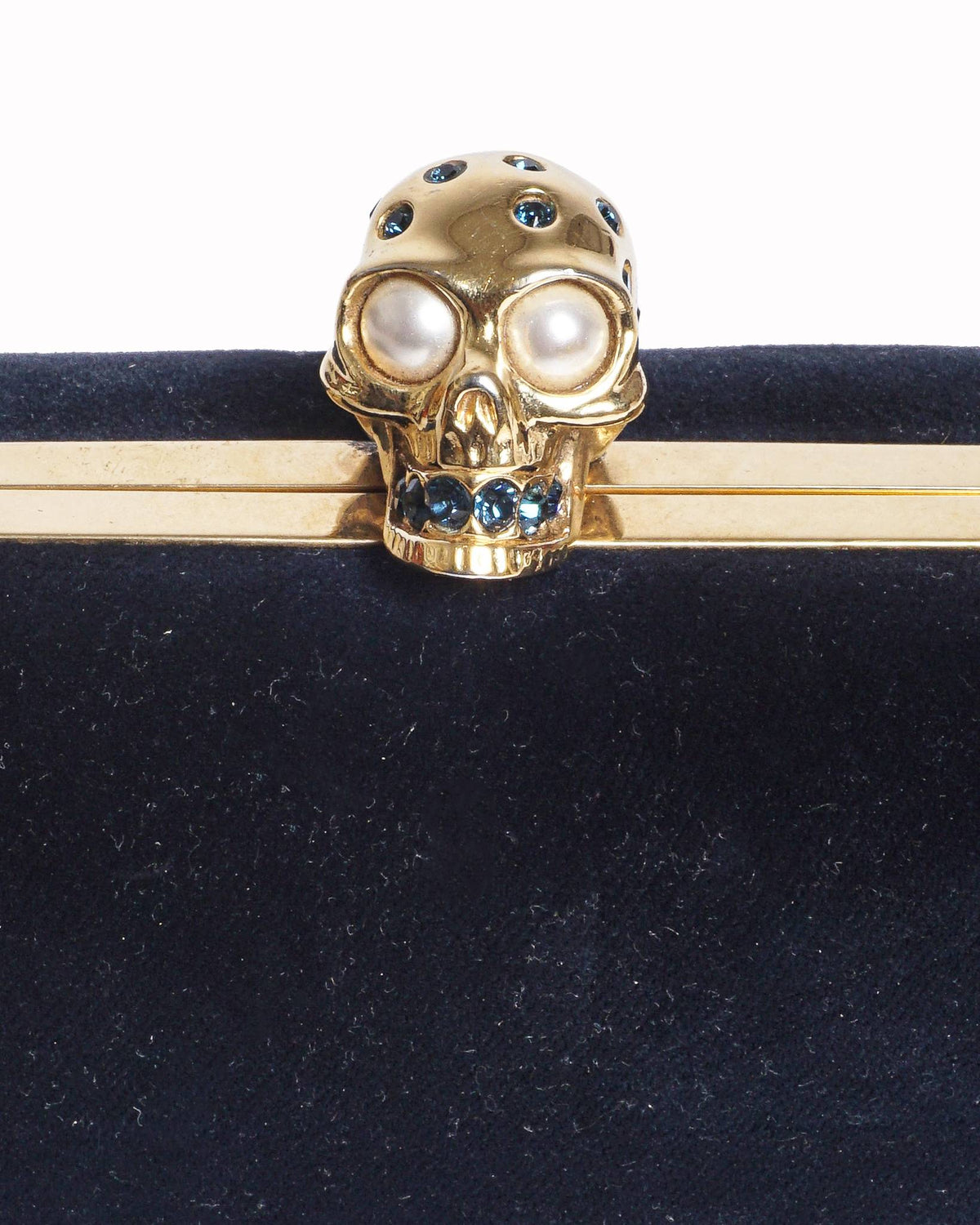 Alexander McQueen Blue Velvet Skull Clutch