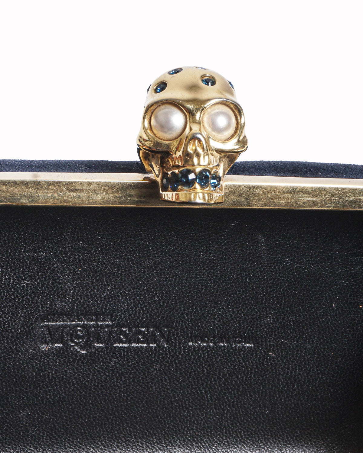 Alexander McQueen Blue Velvet Skull Clutch