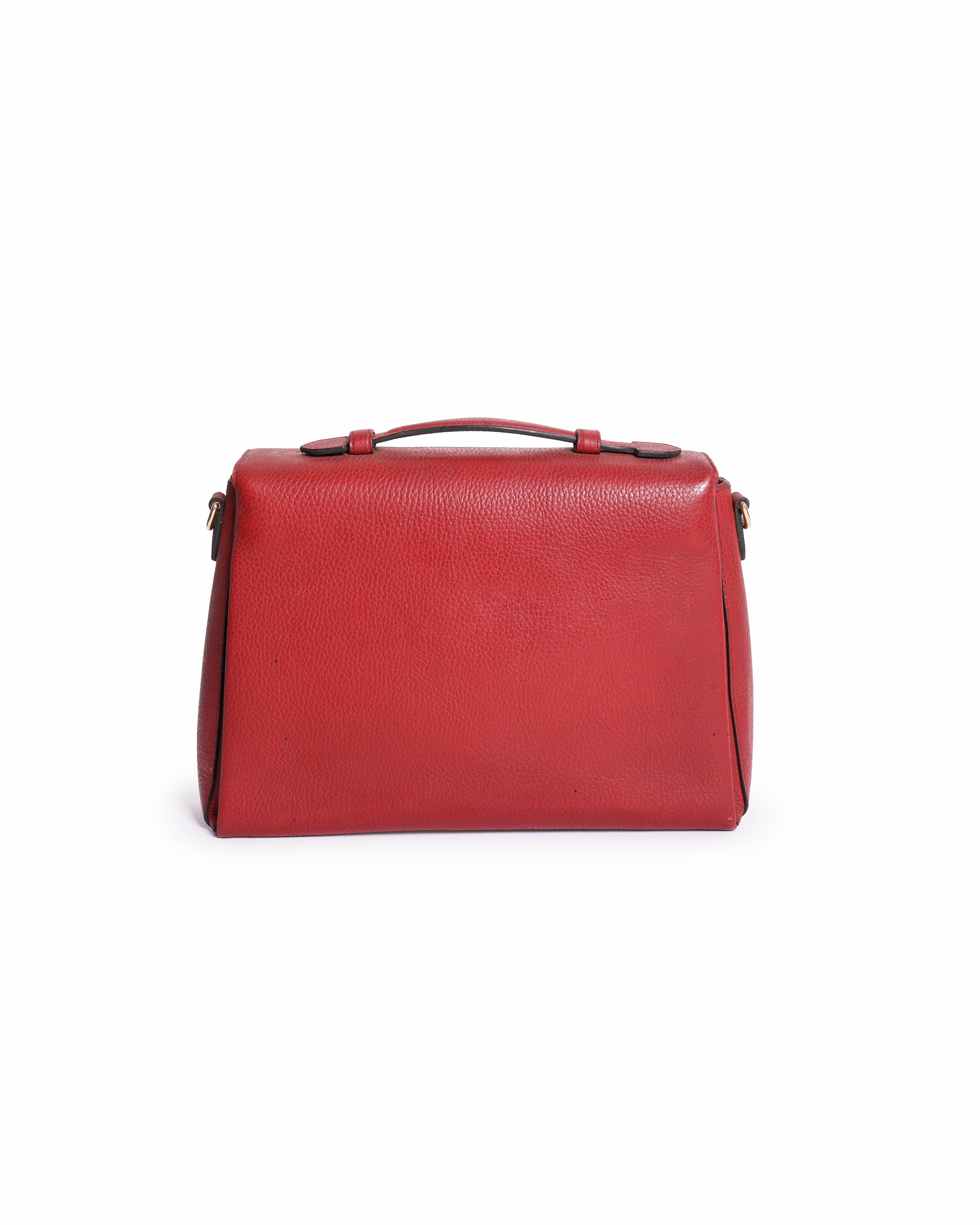 Gucci 
Red Leather Dollar Interlocking G Top Handle Bag