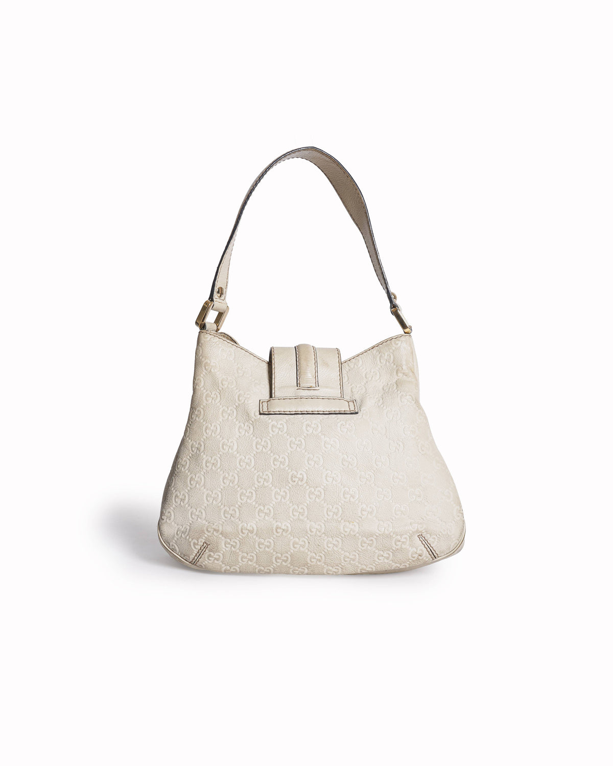 Gucci Ivory Guccissima Leather Web Hobo Bag