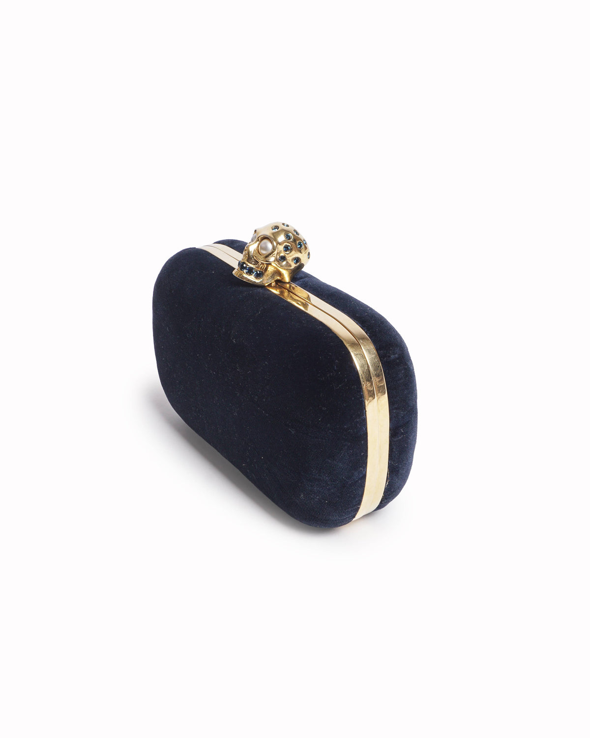 Alexander McQueen Blue Velvet Skull Clutch