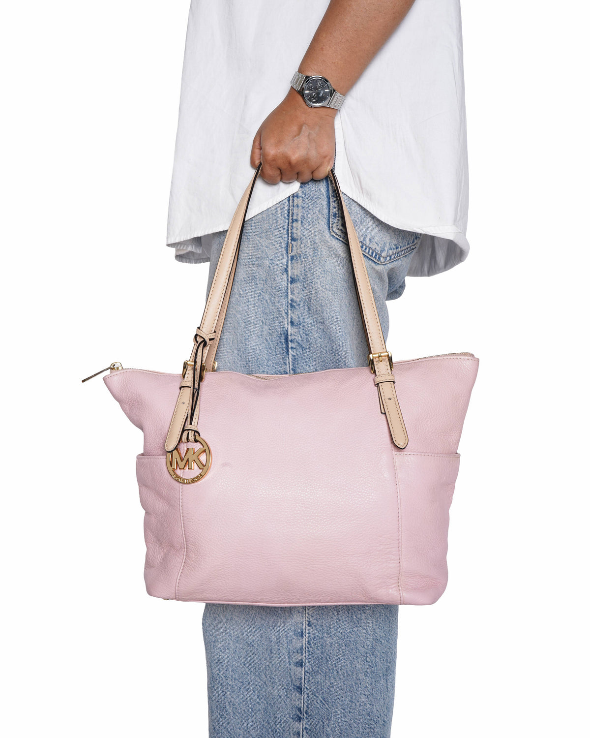 Michael Kors Pebbled Leather Pink Tote Bag