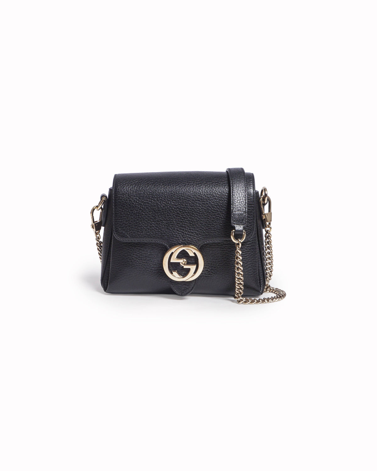 Gucci Black Small Interlocking G Flap Crossbody Bag