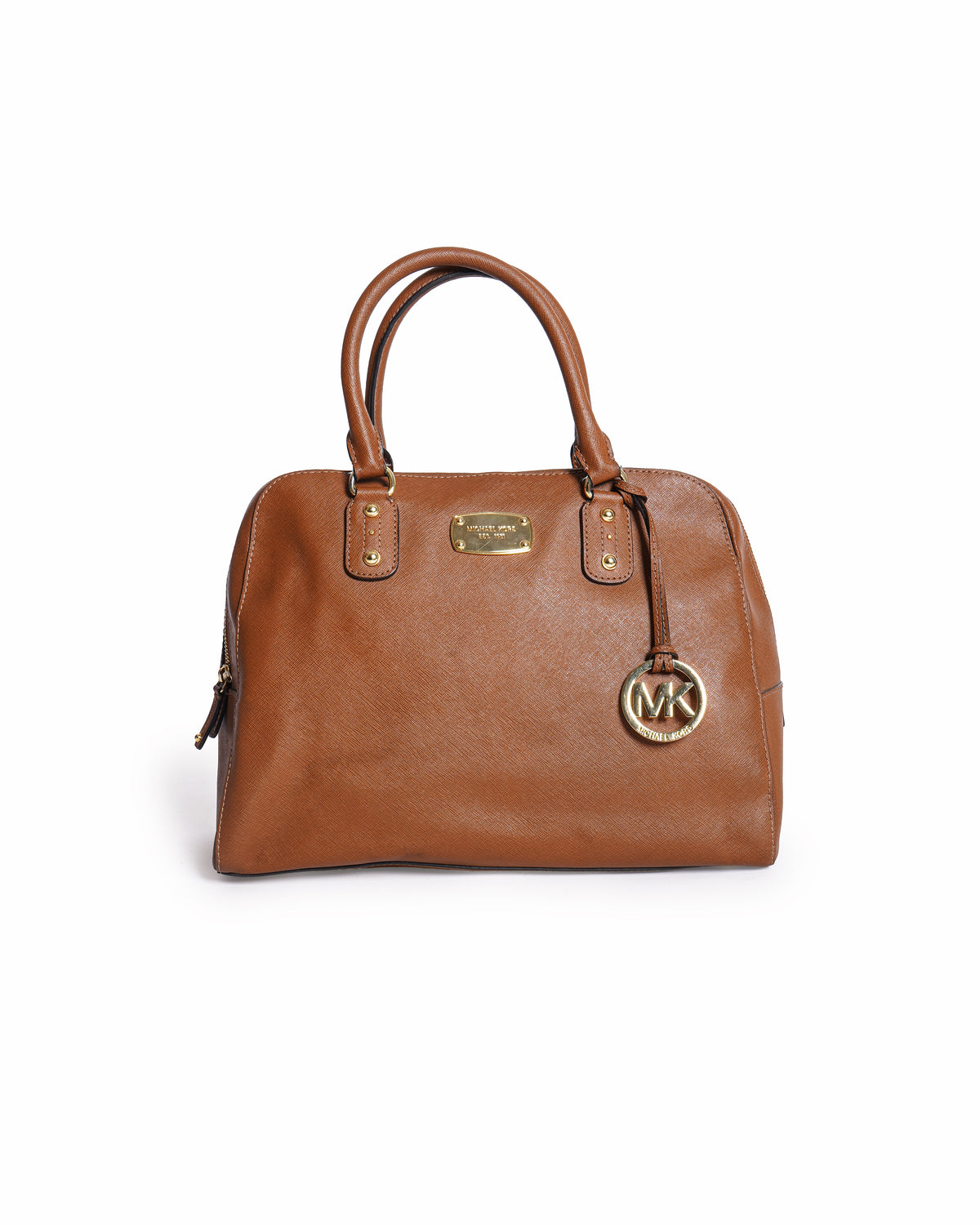 Michael Kors Sandrine Medium Brown Saffiano Leather Satchel Bag
