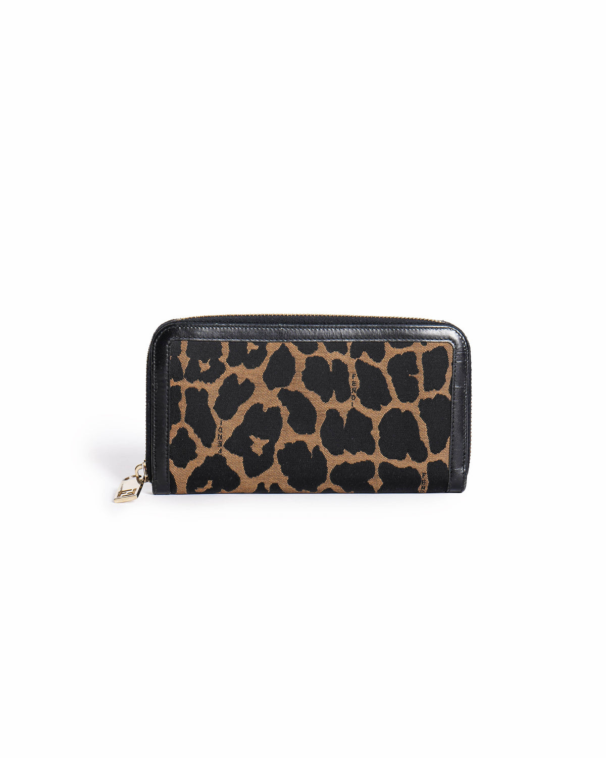 Fendi Bicolor Leopard Print Zip Around Wallet