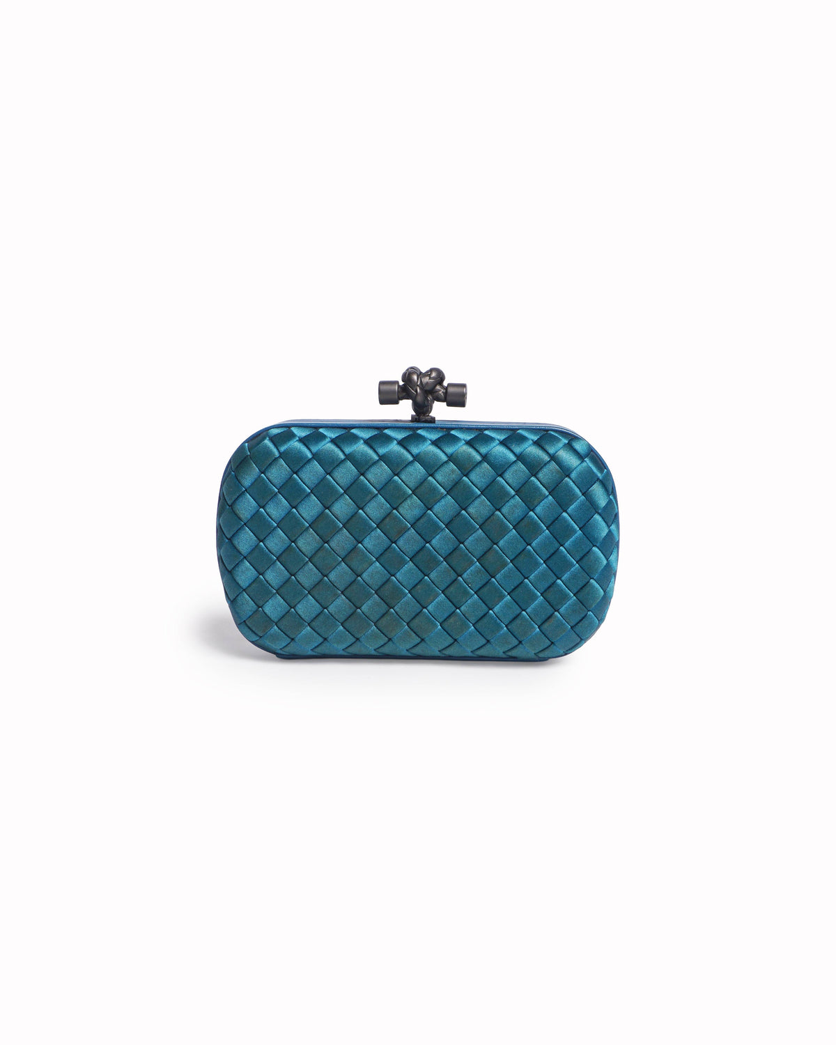 Bottega Veneta Teal Blue Intrecciato Knot Clutch Bag