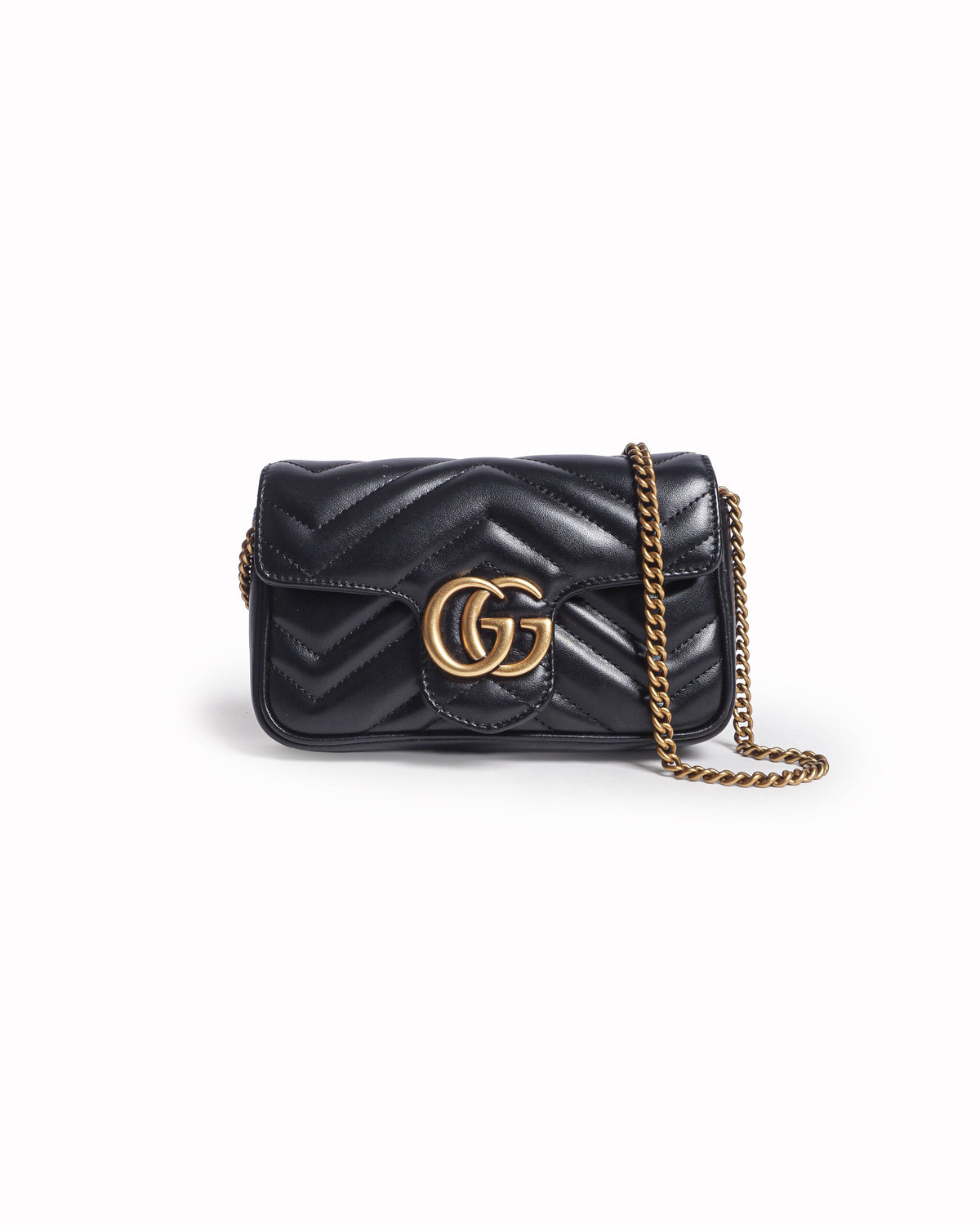 Gucci GG Marmont Super Mini Black Leather Crossbody Bag