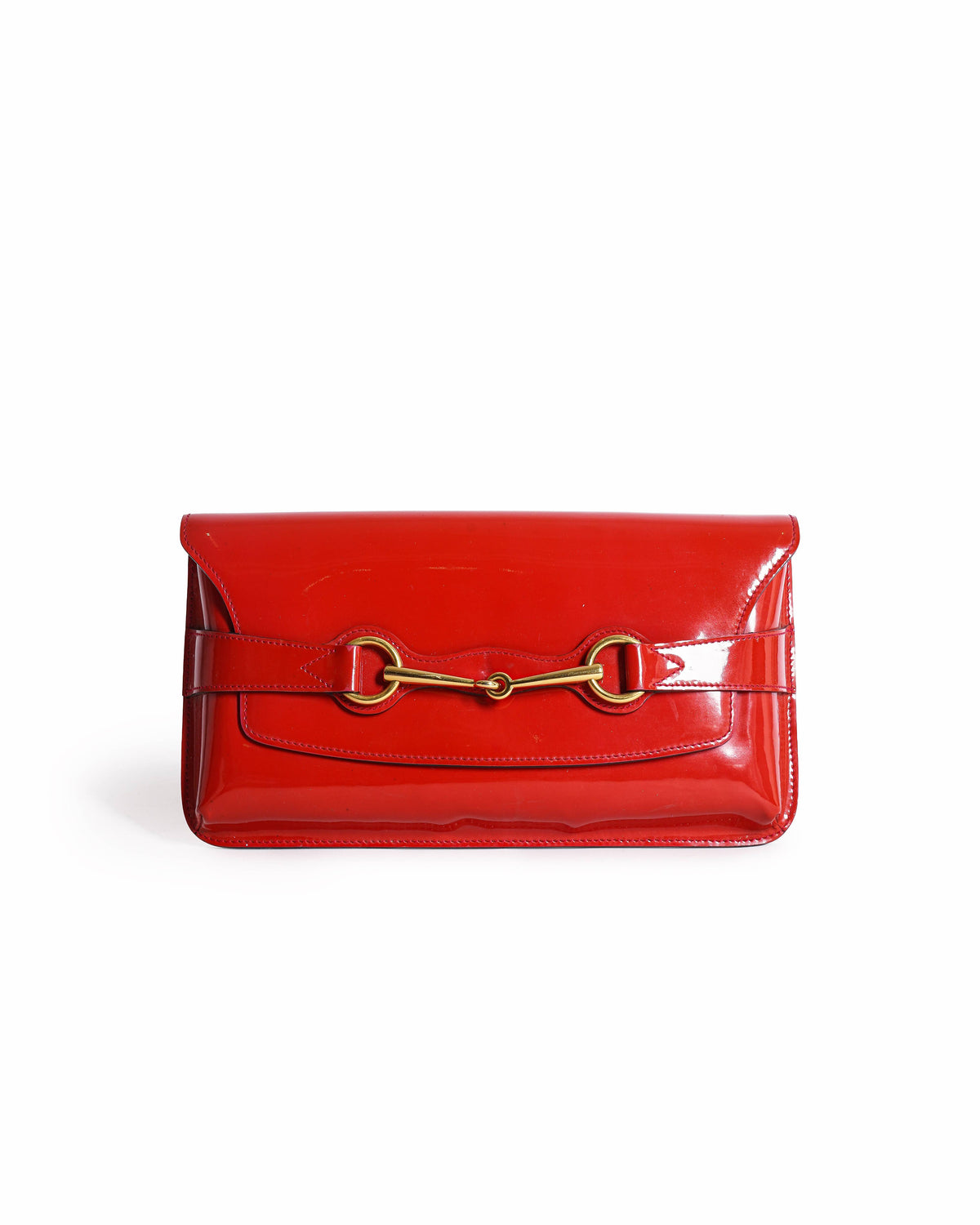 Gucci Horsebit Flap Clutch in Red Patent Leather