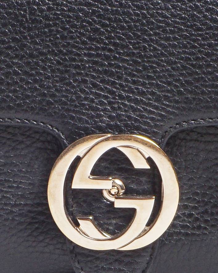 Gucci Black Small Interlocking G Flap Crossbody Bag