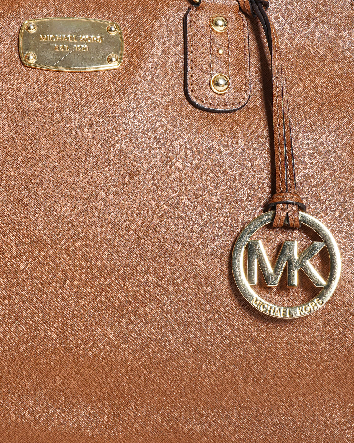 Michael Kors Sandrine Medium Brown Saffiano Leather Satchel Bag