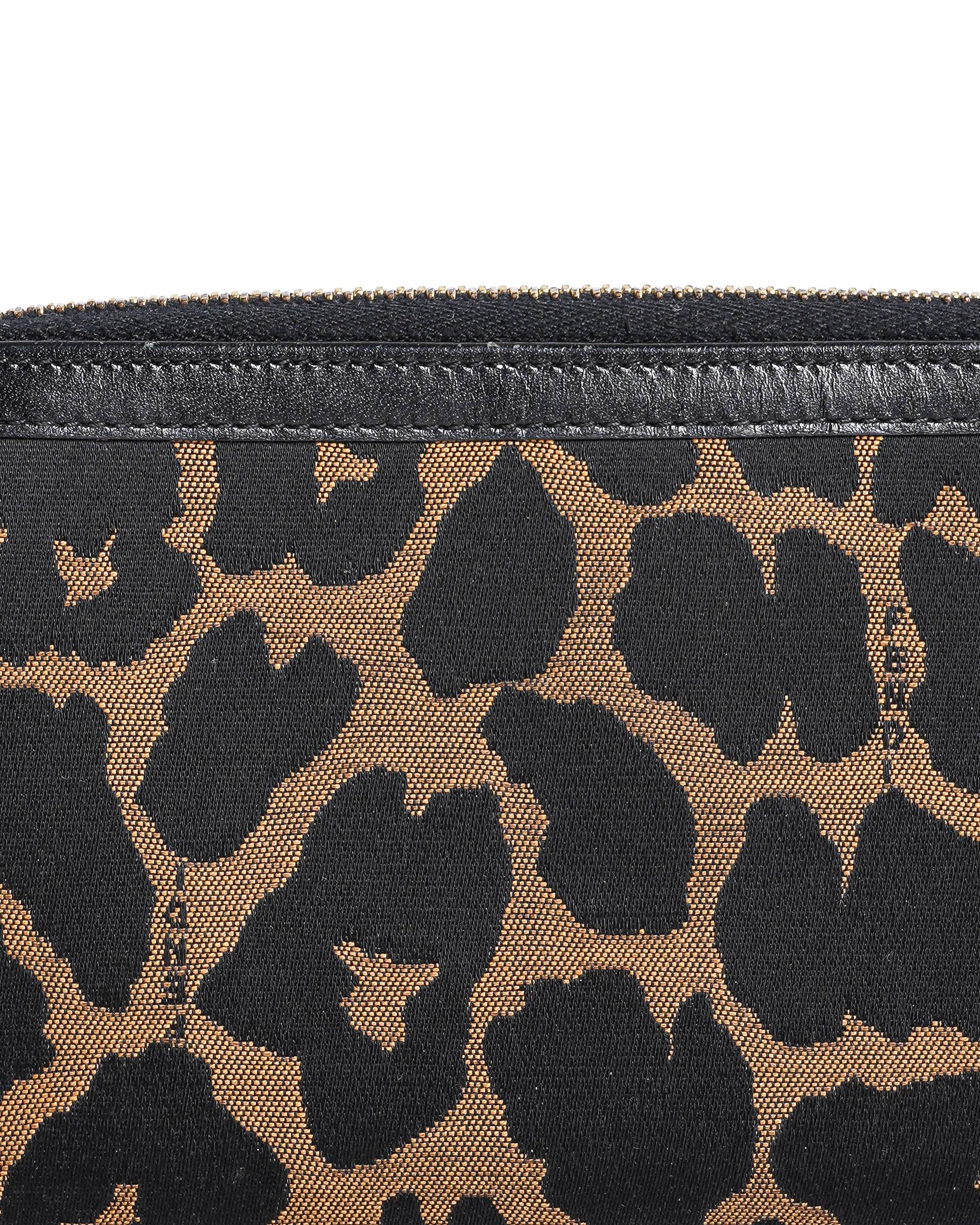 Fendi Bicolor Leopard Print Zip Around Wallet
