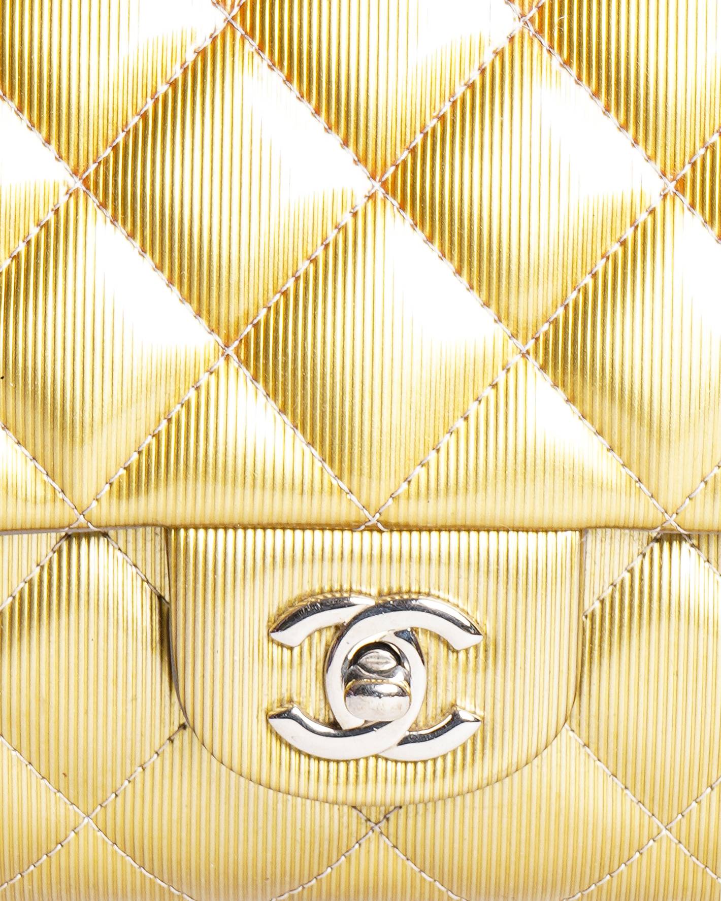 Chanel yellow patent wallet on chain