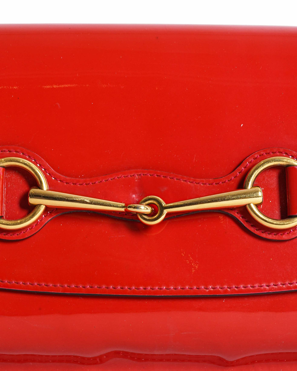 Gucci Horsebit Flap Clutch in Red Patent Leather
