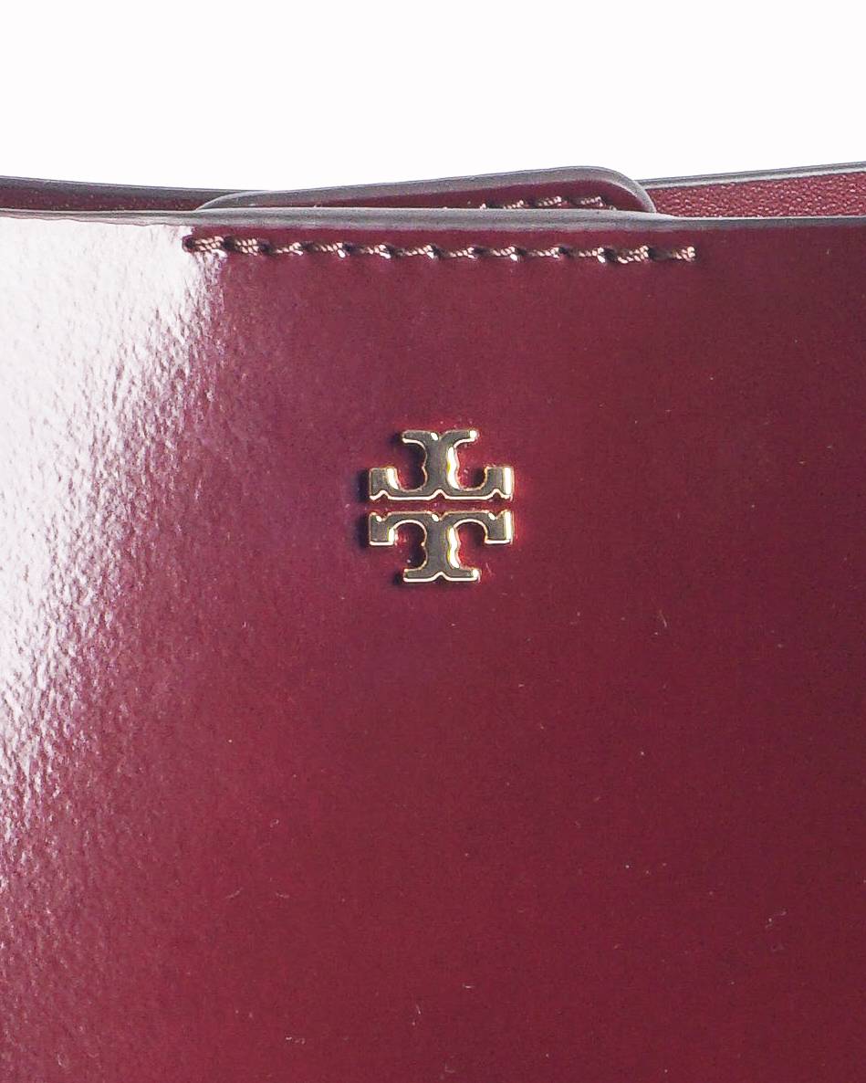 Tory Burch Perry Burgundy Patent Leather Small Tote Bag