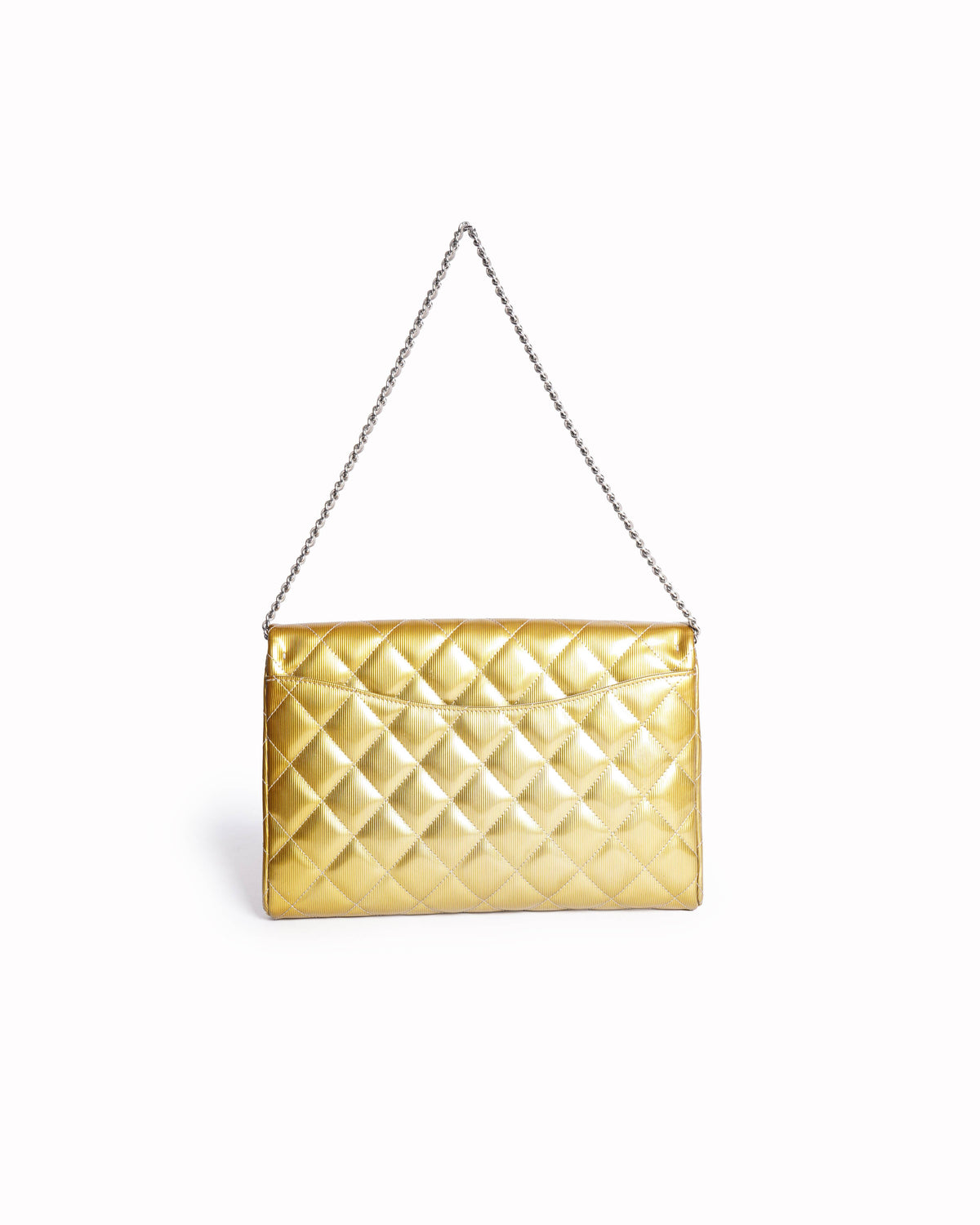 Chanel yellow patent wallet on chain