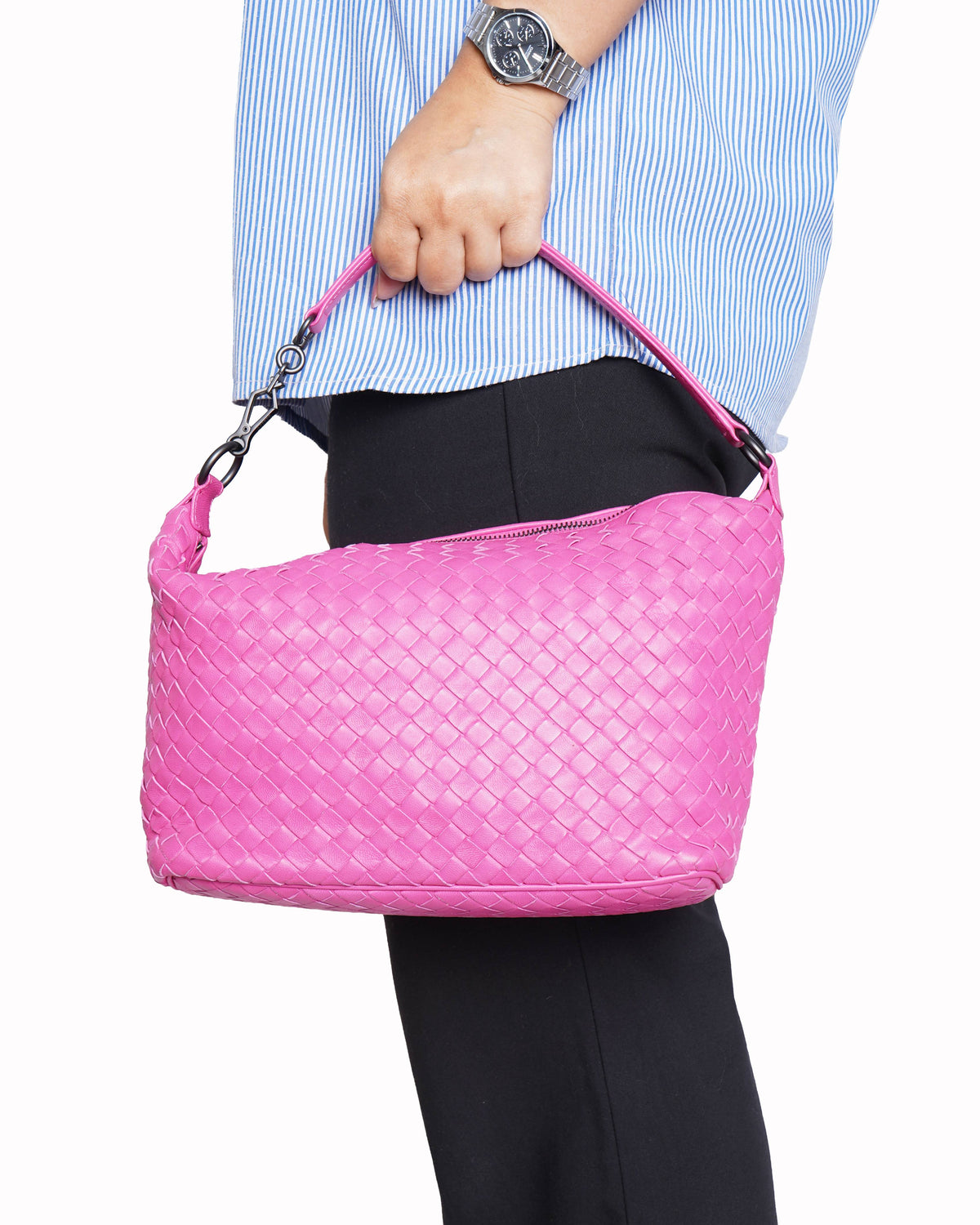 New Bottega veneta pink intrecciato shoulder bag