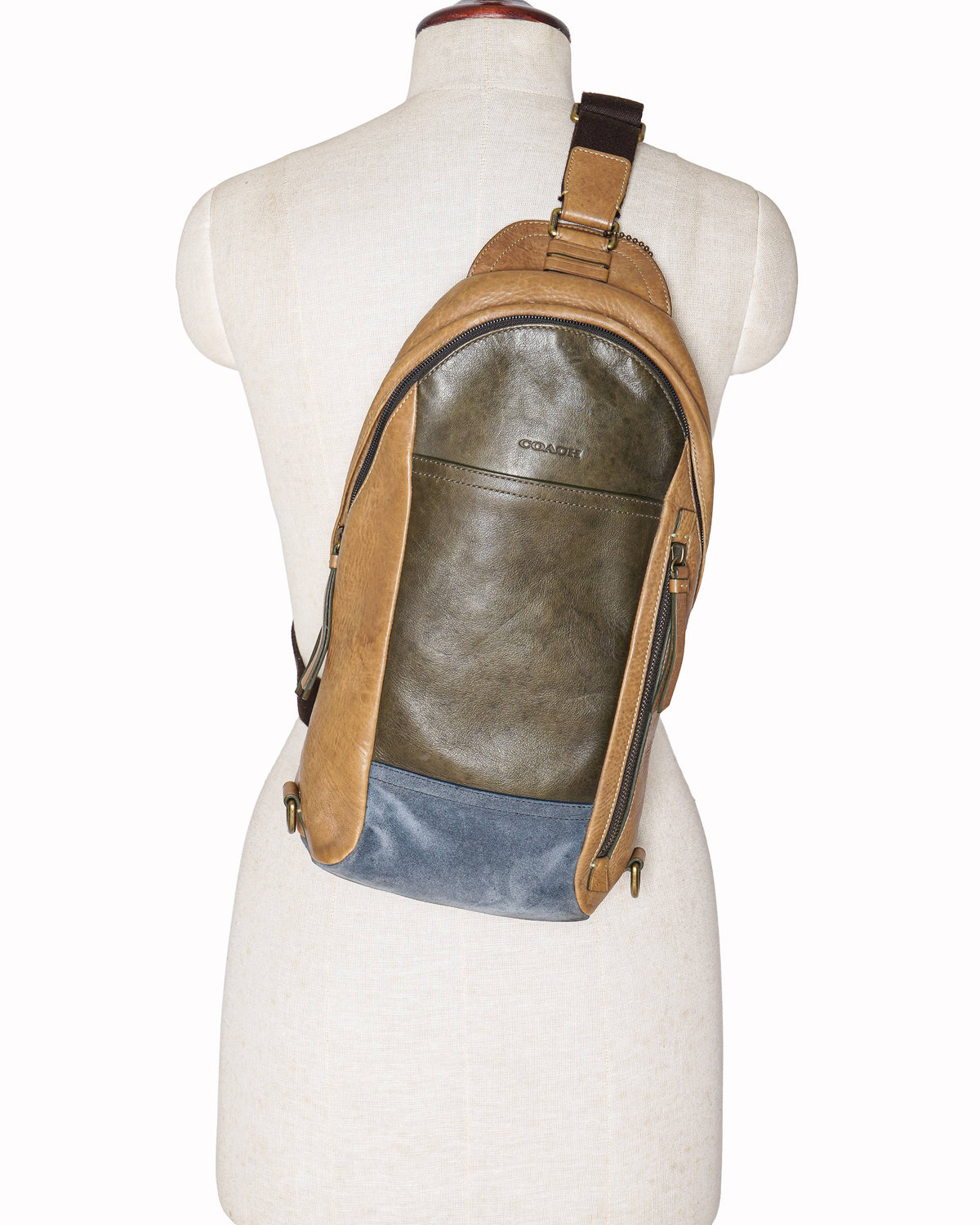 Coach Tri-Colour Leather and Suede Thompson Sling Backpack