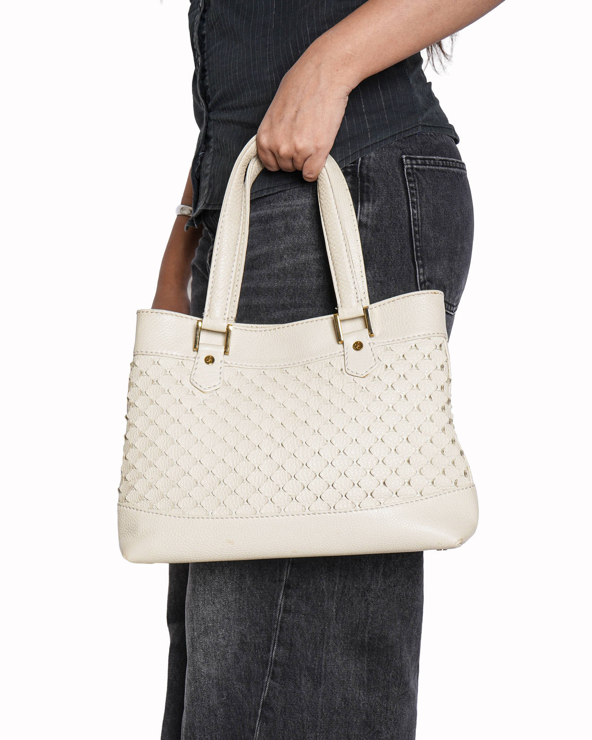 Chopard Textured White Leather Handbag