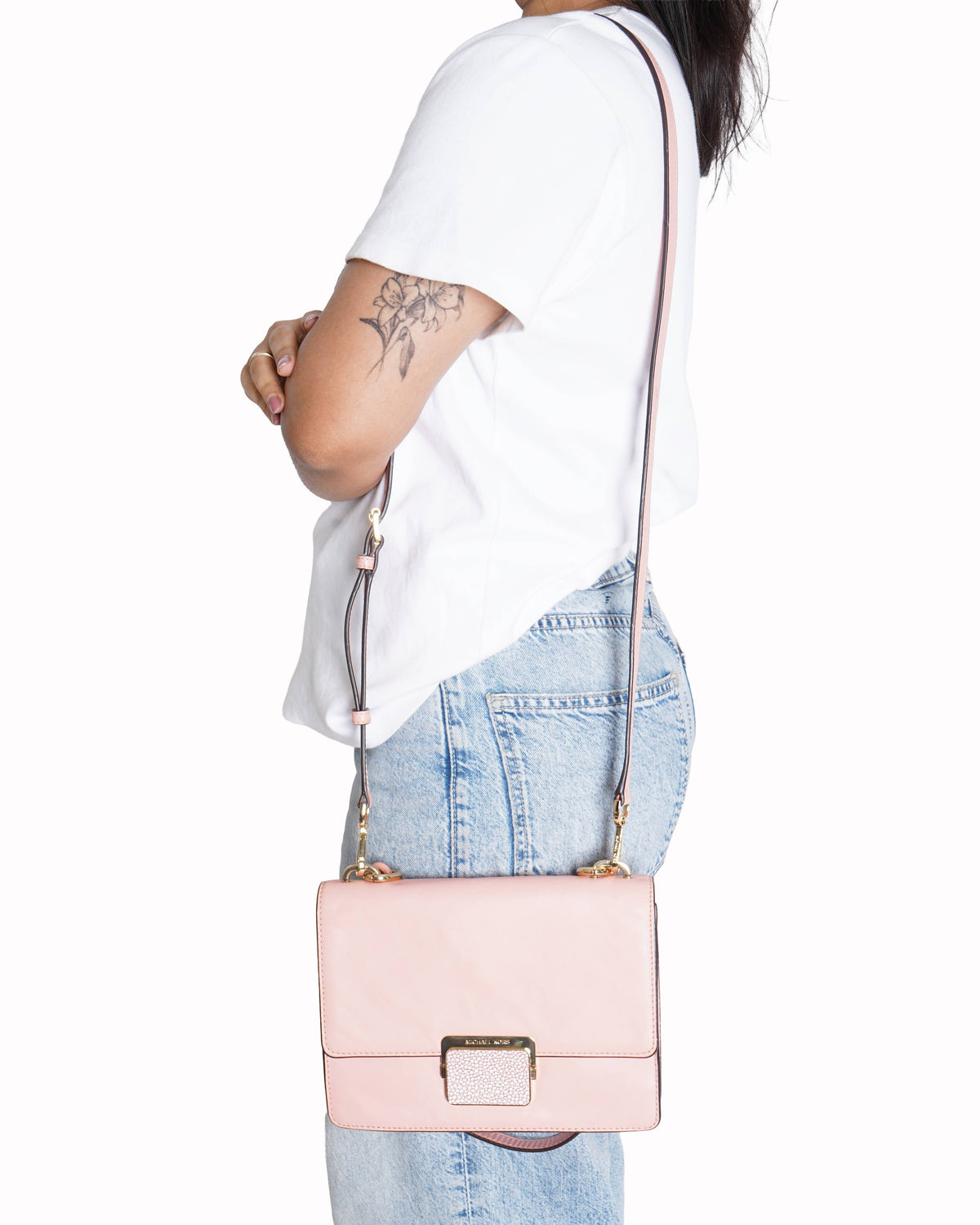 Michael kors Cynthia Small Peach Leather Shoulder Bag