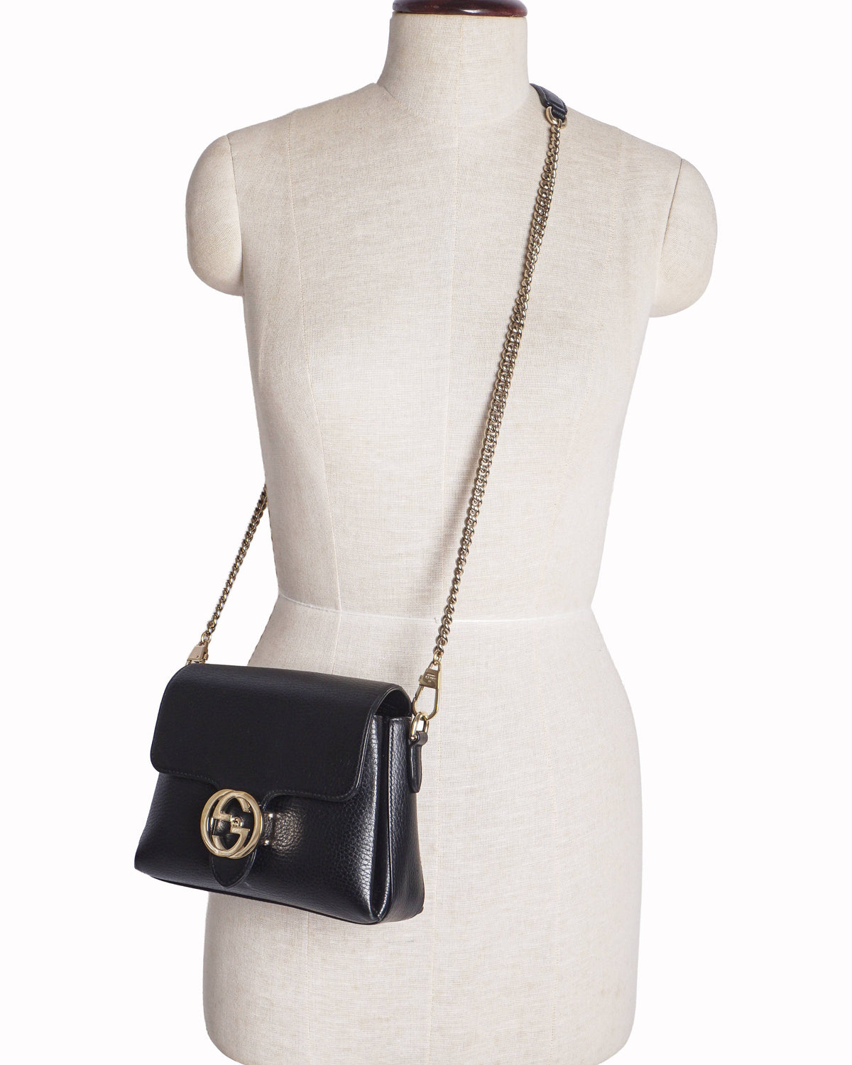 Gucci Black Small Interlocking G Flap Crossbody Bag