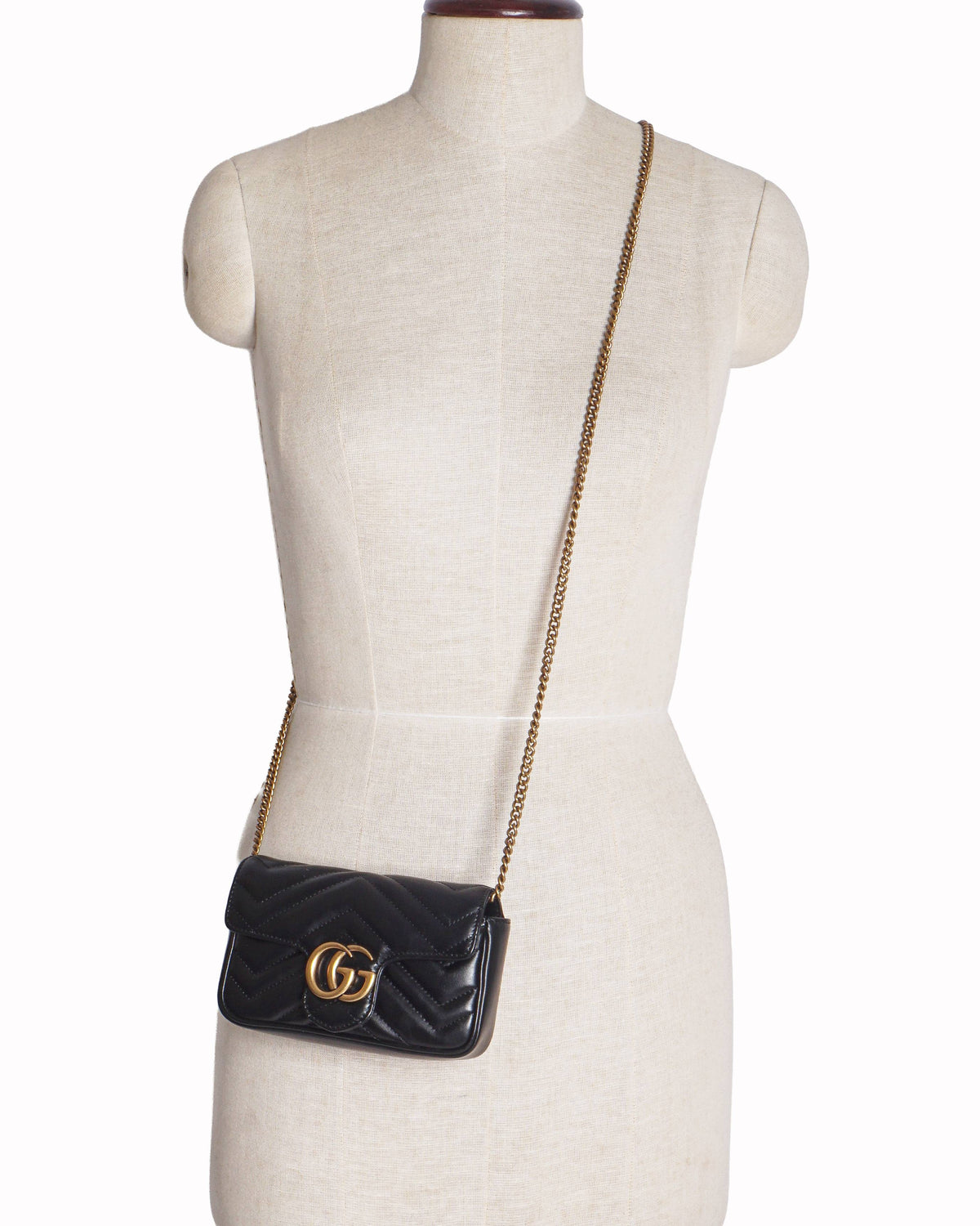 Gucci GG Marmont Super Mini Black Leather Crossbody Bag