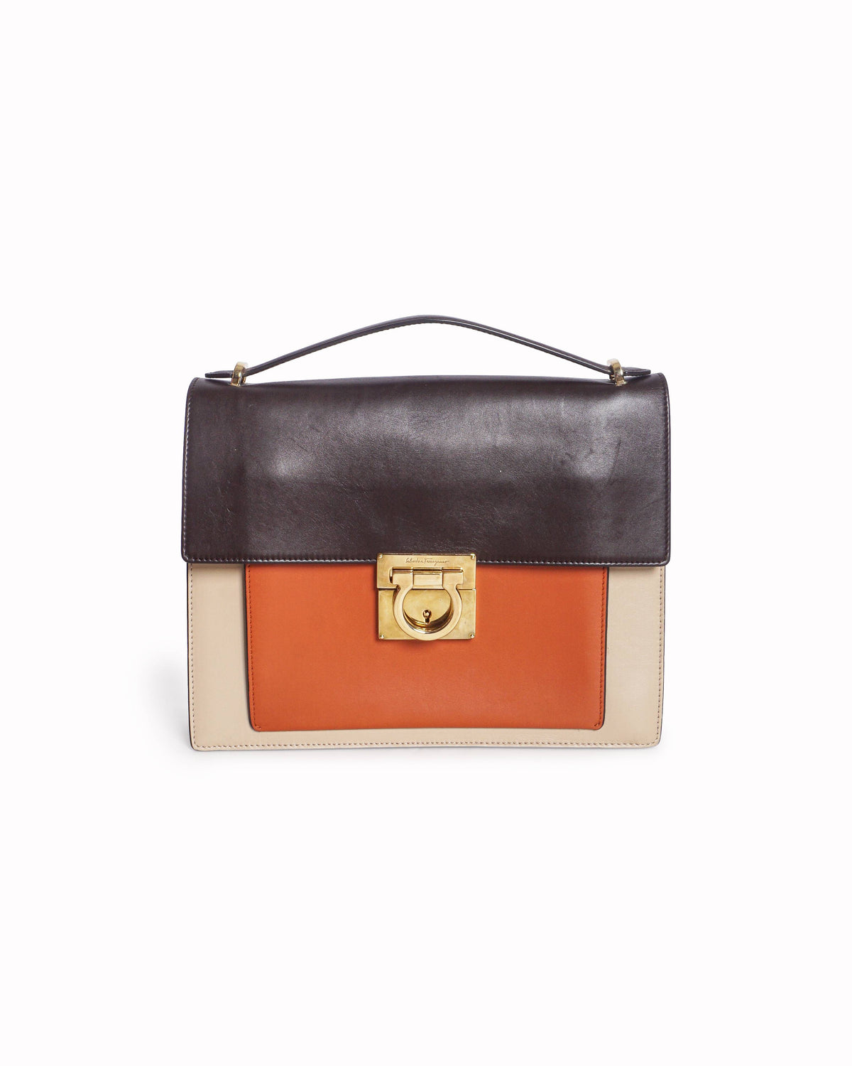 Salvatore Ferragamo Tri-Color Leather Marisol Gancini Flap Bag