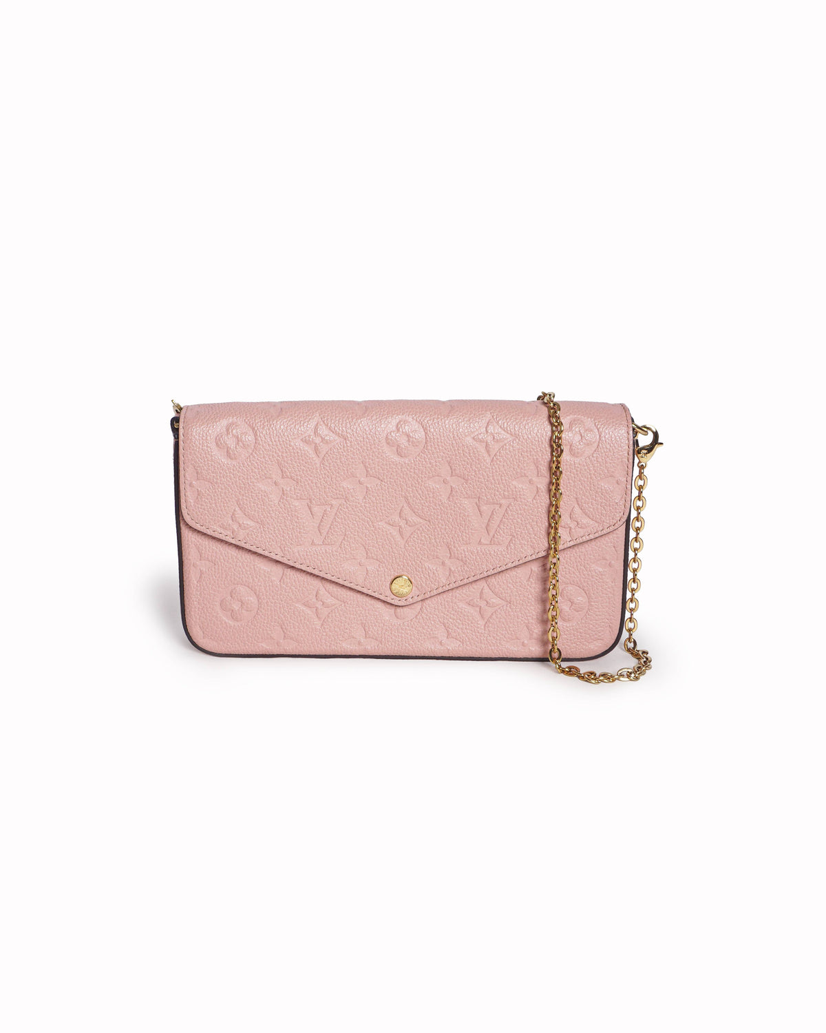 Louis Vuitton Pink Monogram Empreinte Leather Félicie Pochette Wallet On Chain