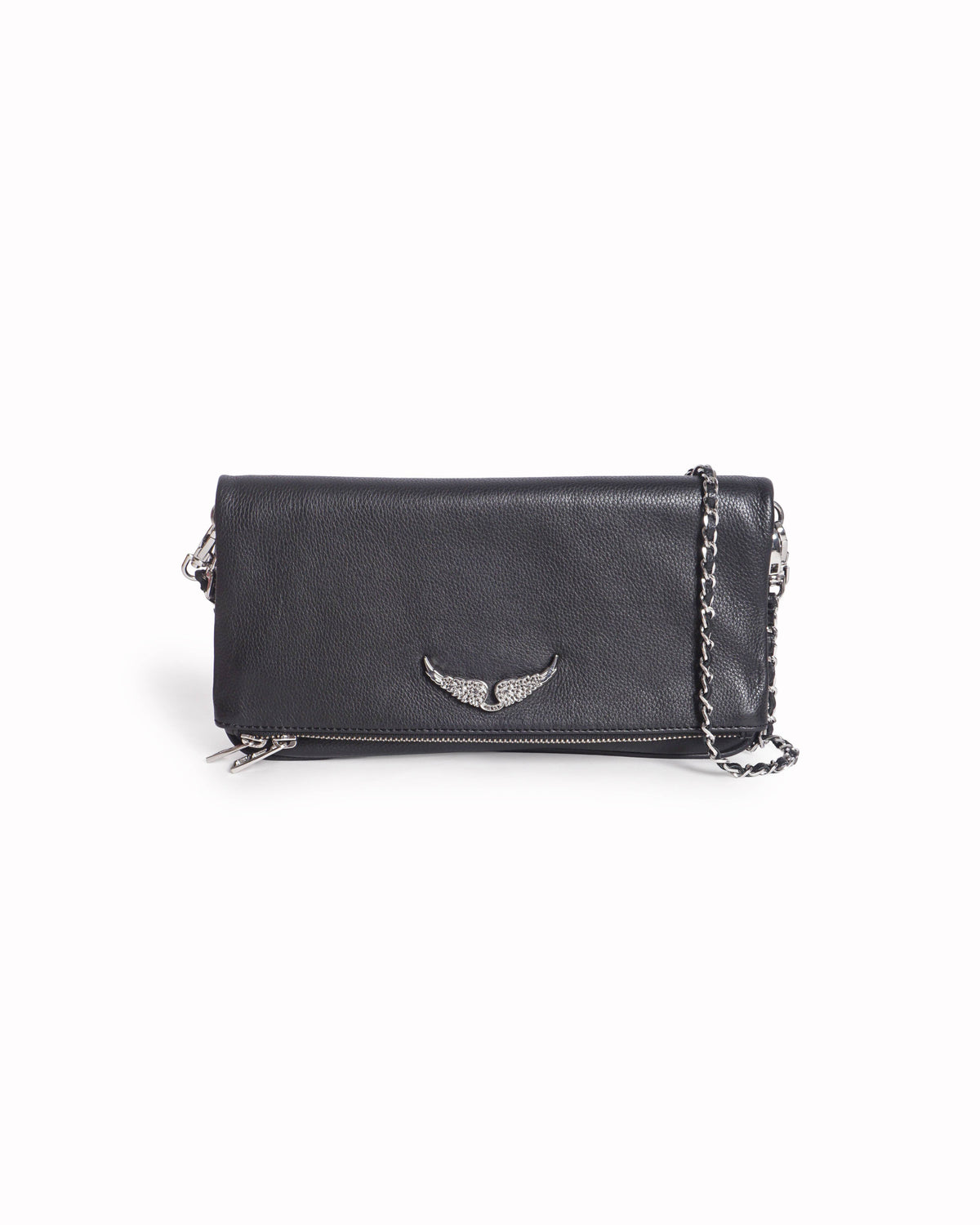 Zadig&Voltaire Black Grained Leather Rock Clutch