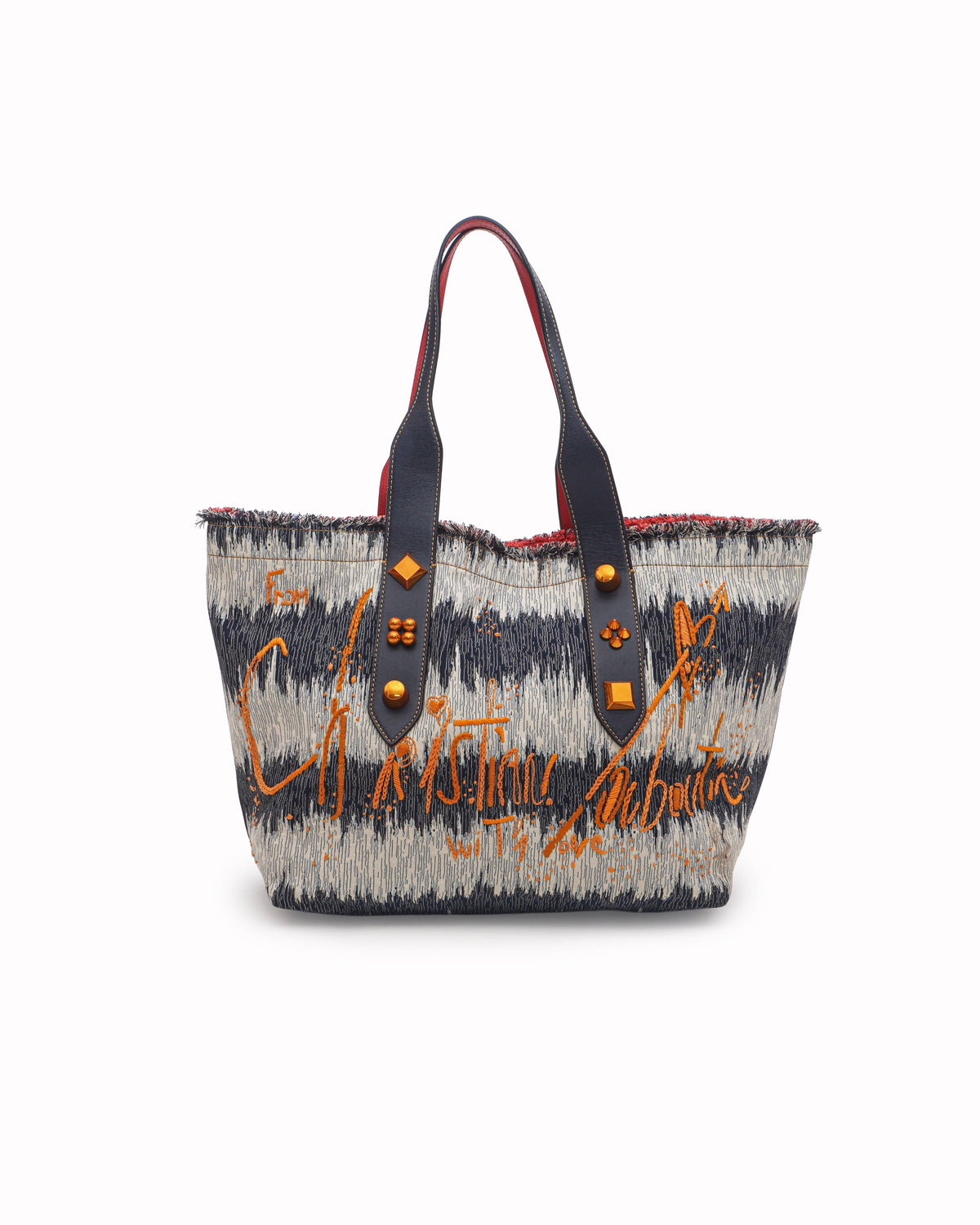 Christian Louboutin Frangibus Embroidered Canvas Studded Tote