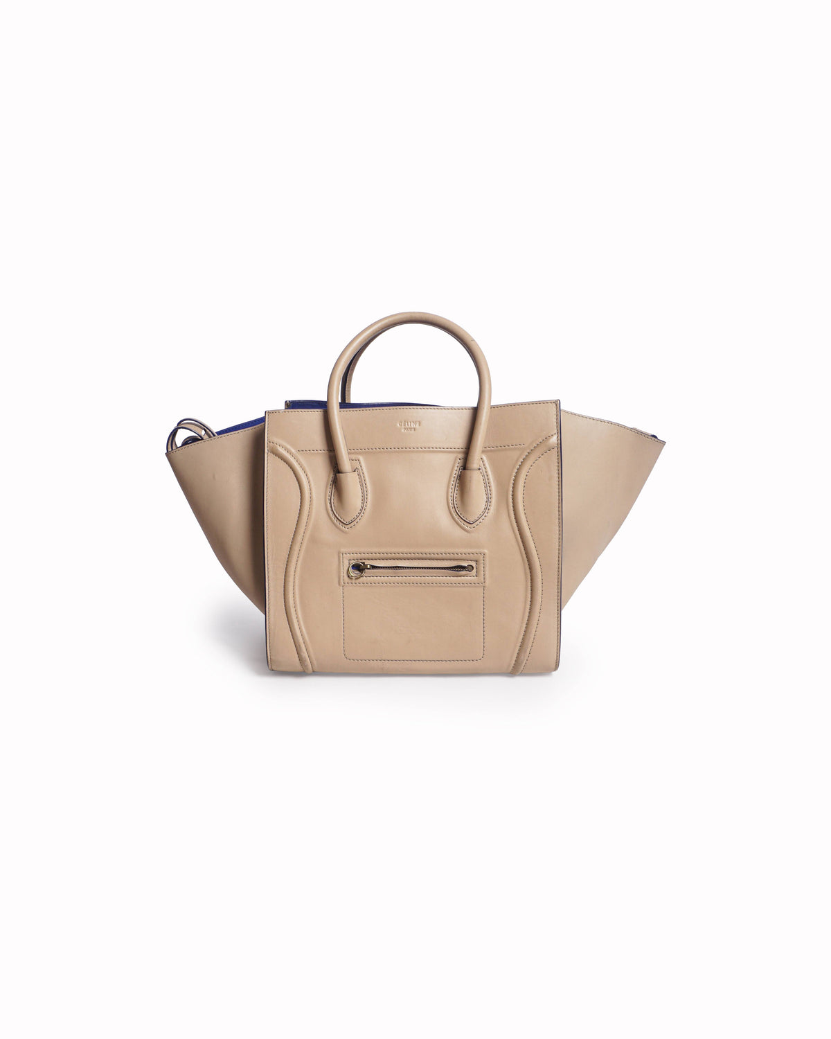 Celine Phantom Beige Leather Luggage Tote Bag