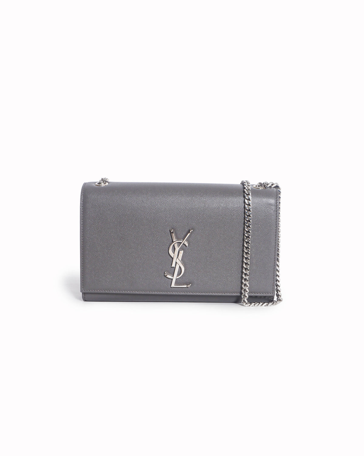 Saint Laurent Grey Grain de Poudre Kate Monogram Crossbody Bag