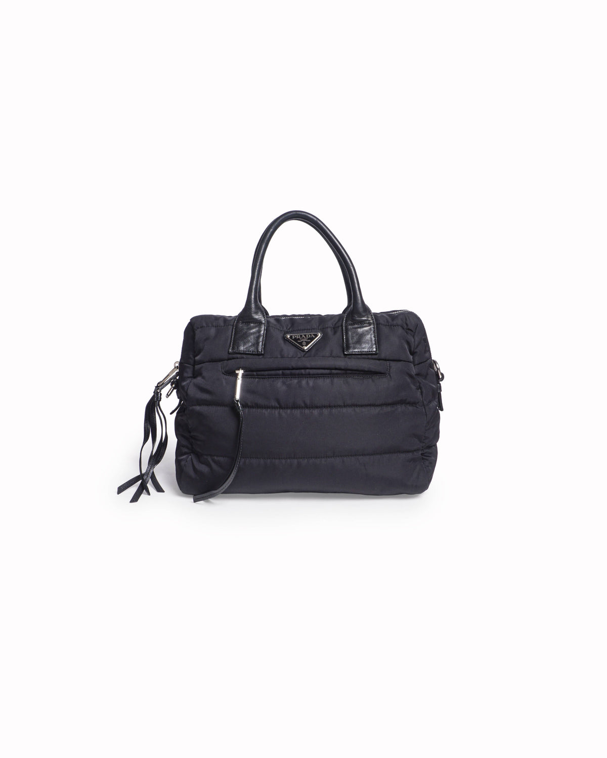 Prada Tessuto Bomber Black Nylon & Leather Tote Bag