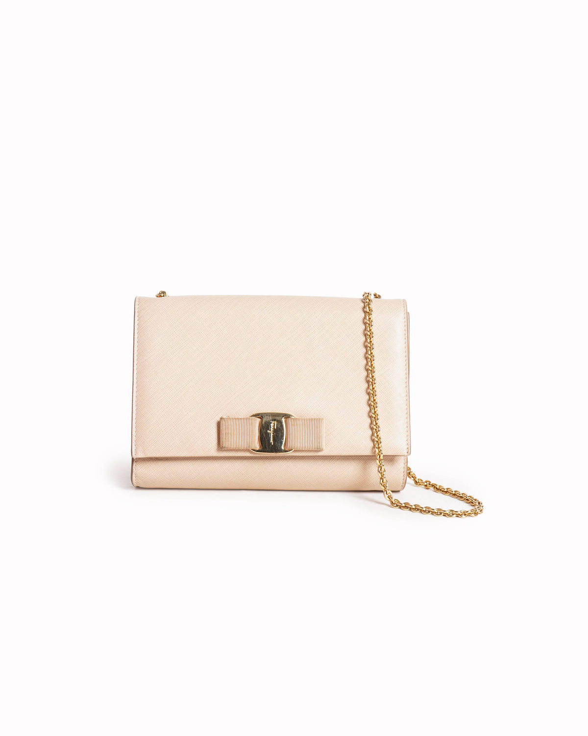 Salvatore Ferragamo
Beige Miss Vara Textured Small Leather Crossbody Bag