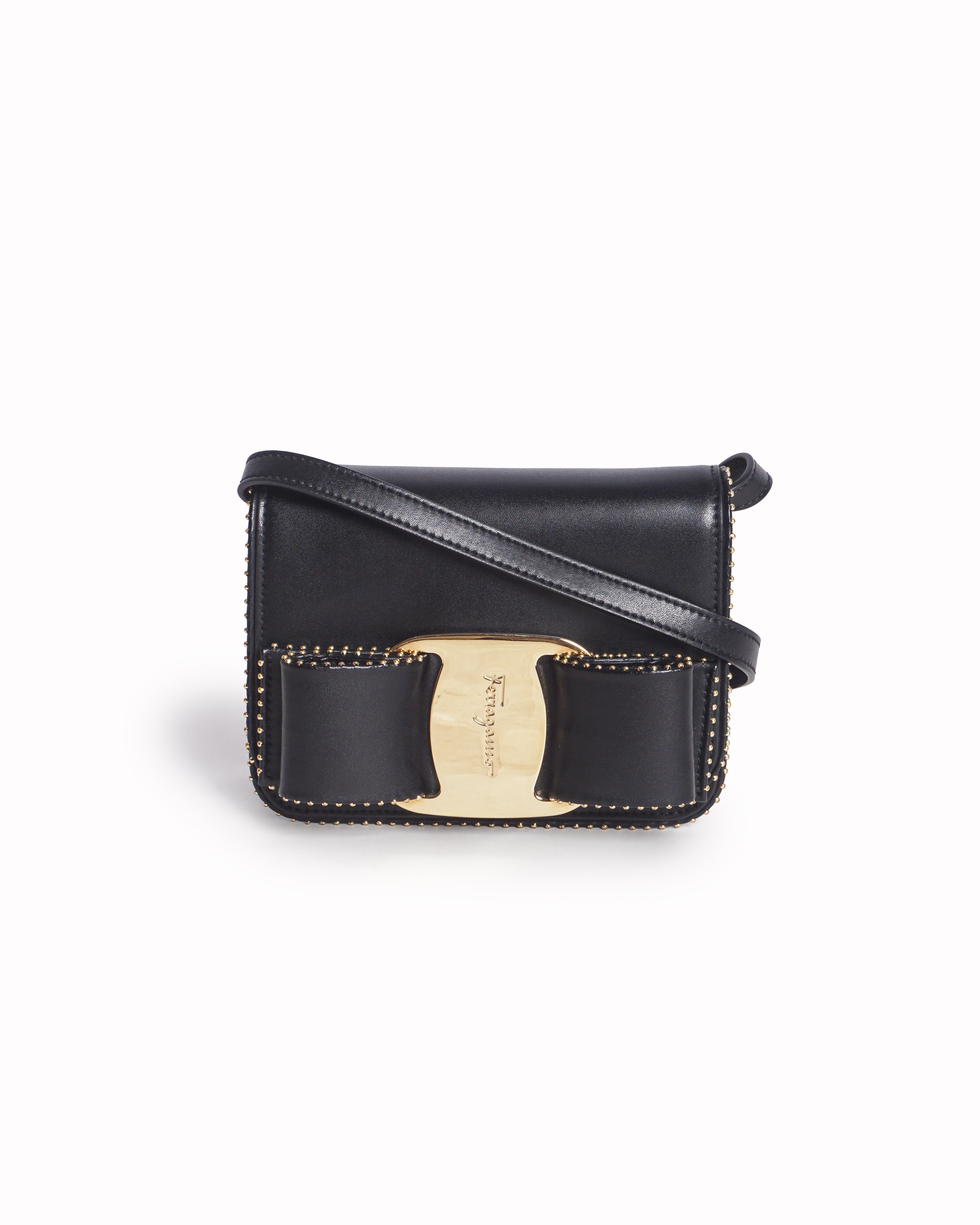 Salvatore Ferragamo Studded Mini Vara Bow Crossbody Bag