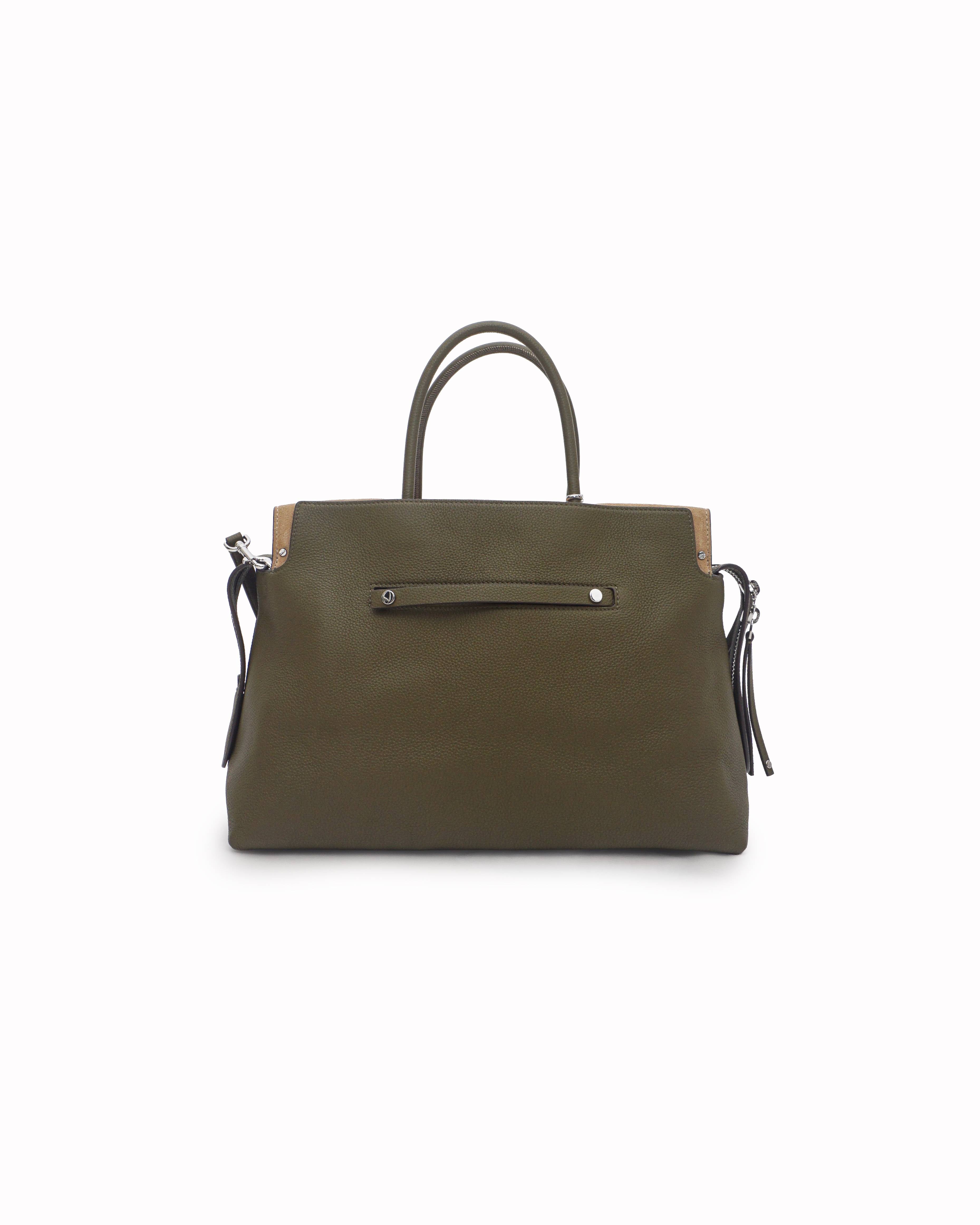 Tory Burch Olive Green Pebbled Leather Mercer Tote Bag