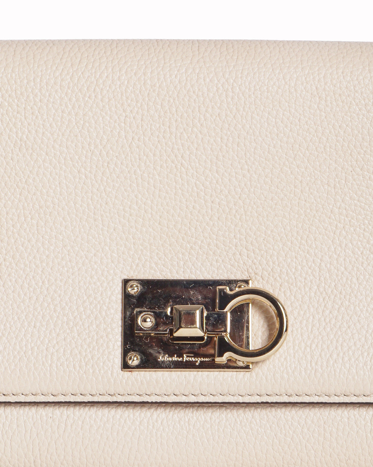 Salvatore Ferragamo Light Beige Gancini Leather Wallet Clutch