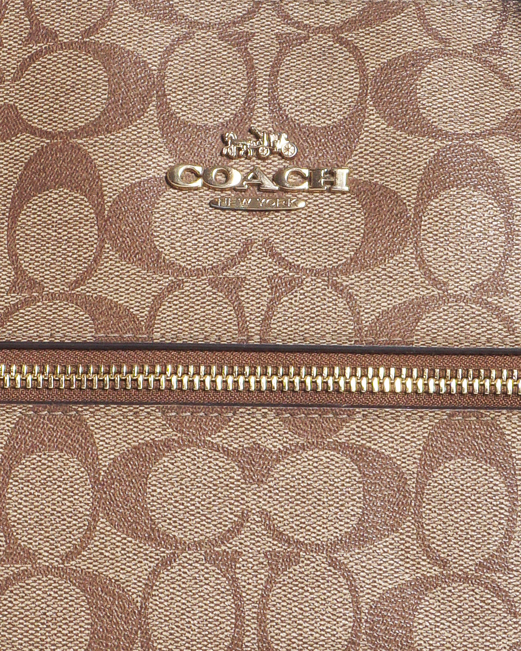 Coach Signature Monogram Canvas Zip Top Tote Bag