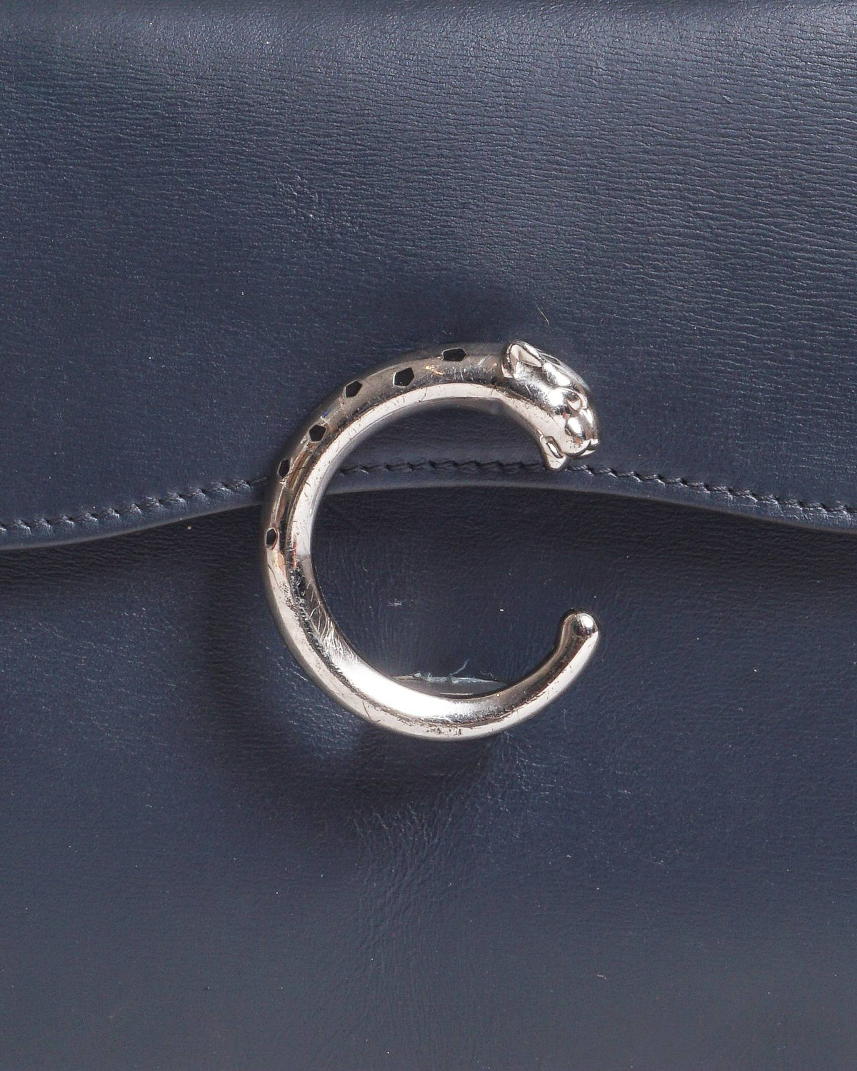 Cartier Panthère de Cartier Slate Blue Leather Top Handle Bag