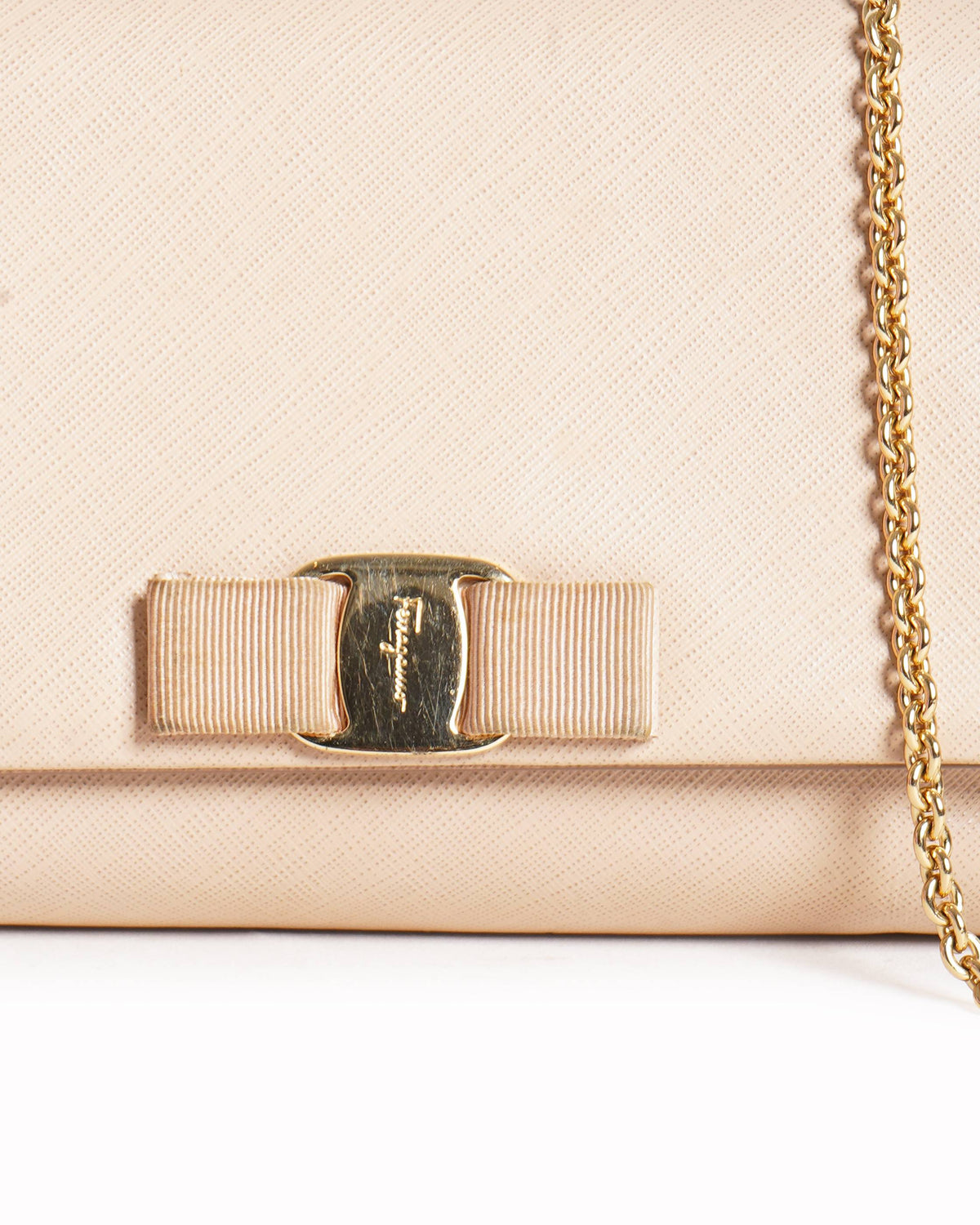 Salvatore Ferragamo
Beige Miss Vara Textured Small Leather Crossbody Bag